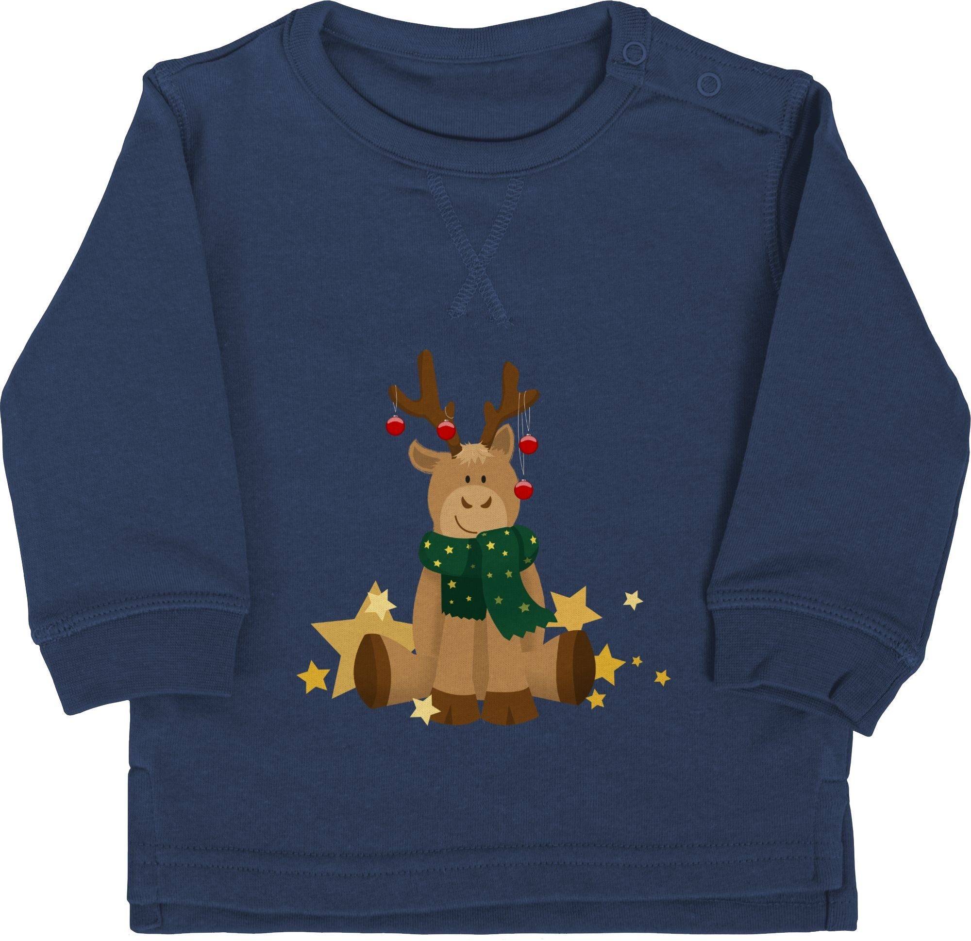 Weihnachten 1 Elch Baby Kleidung Sweatshirt süßer Blau Shirtracer Navy