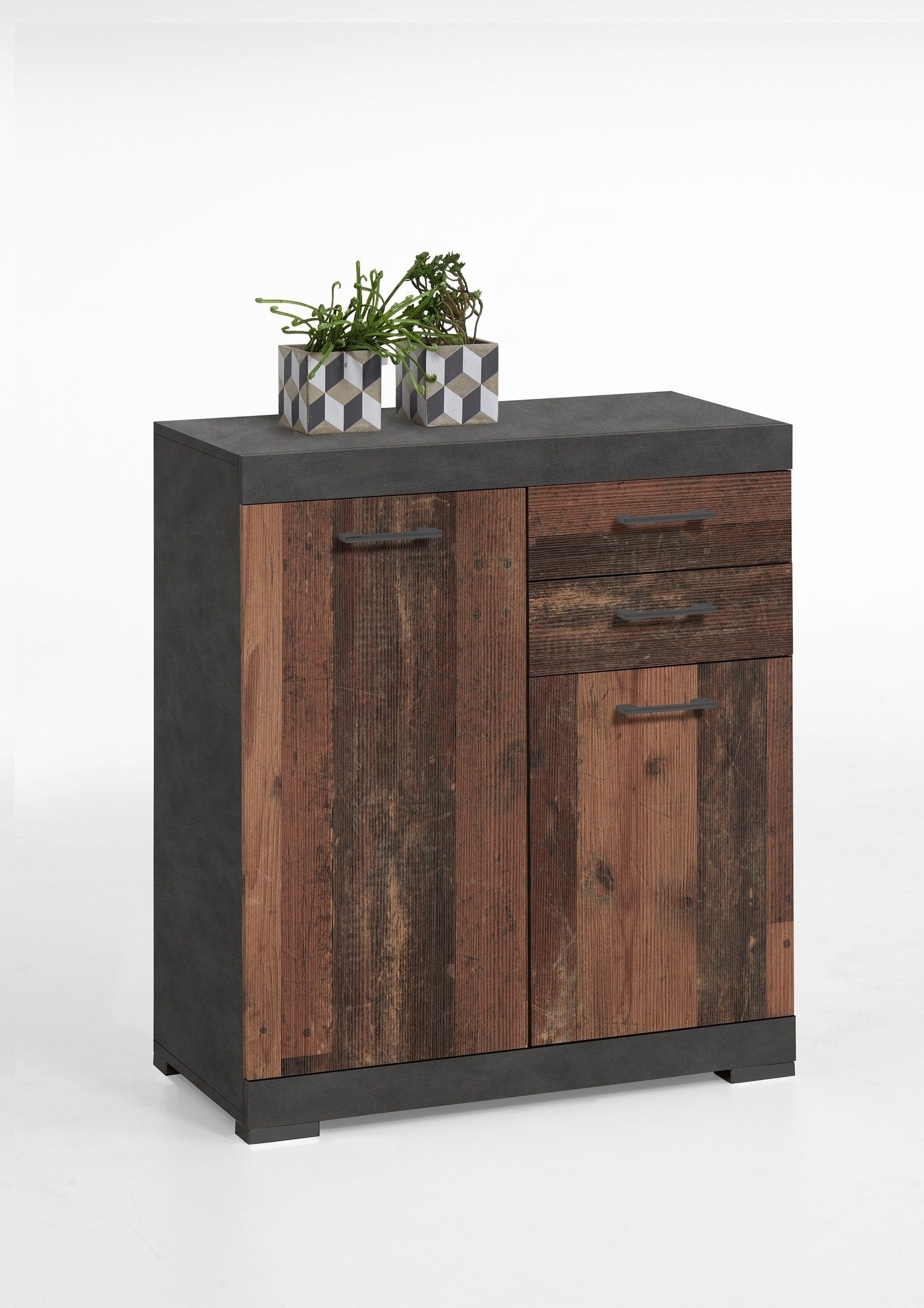 PREISBRECHER Kommode BRISTOL 2, in Matera-Old Style dunkel - 80x89,9x34,9cm (BxHxT)