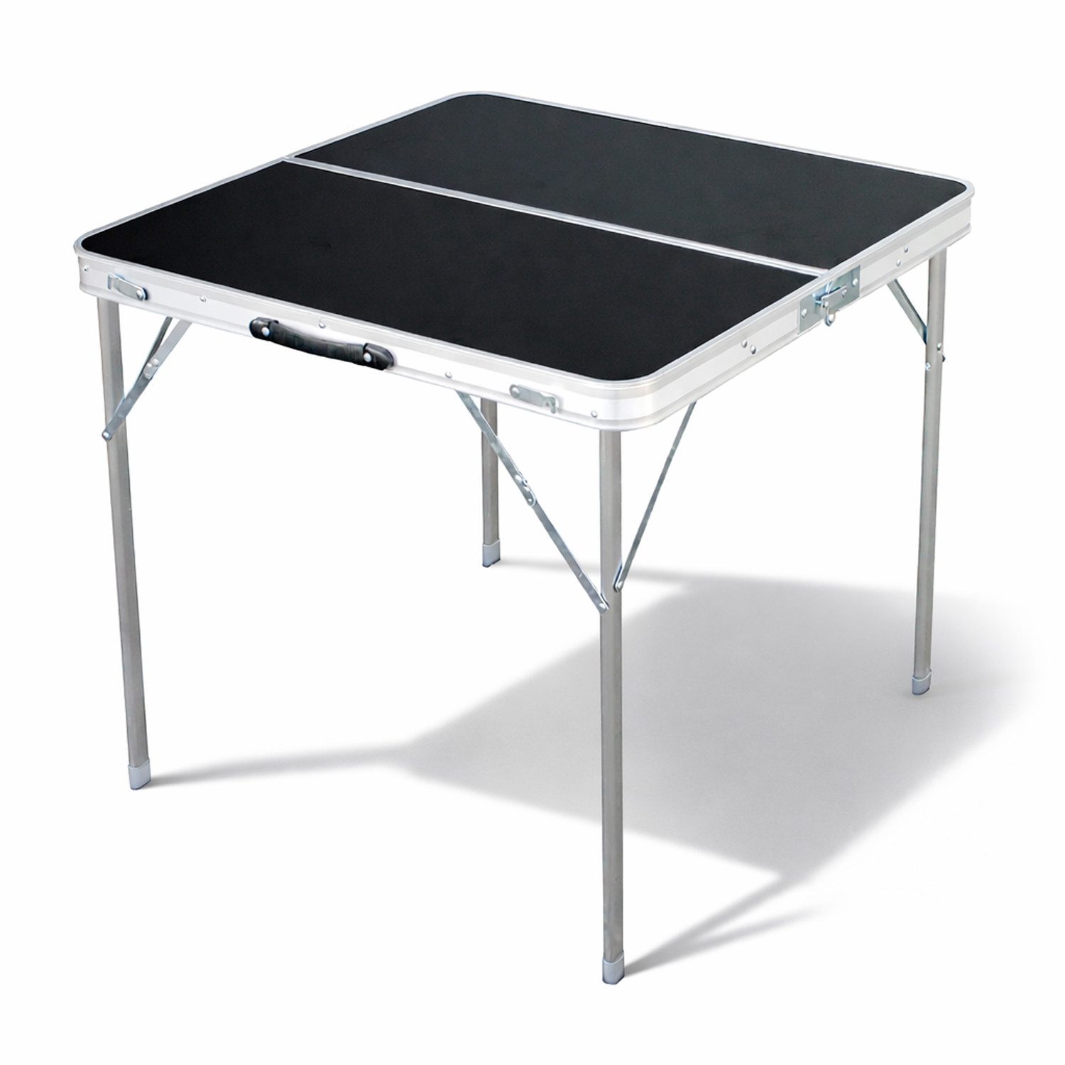 Mojawo Campingtisch XL Campingtisch schwarz klappbar mit Tragegriff Alu 80x80x70cm
