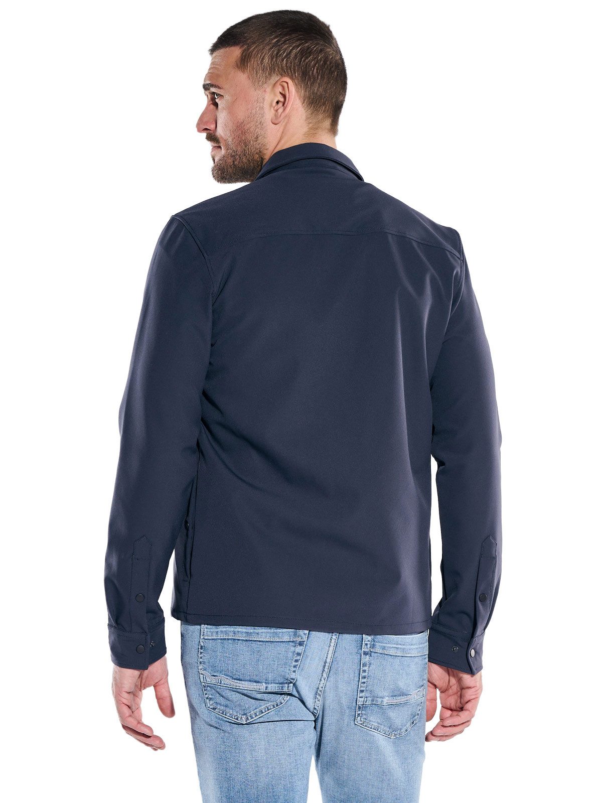 emilio adani Langarmhemd Herren Overshirt aus Tech-Softshell, Marineblau