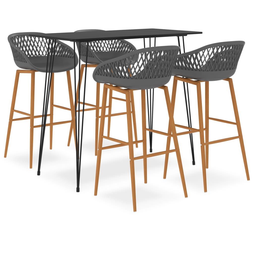 vidaXL Essgruppe 5-tlg. Bar-Set Schwarz und Grau, (4-tlg)