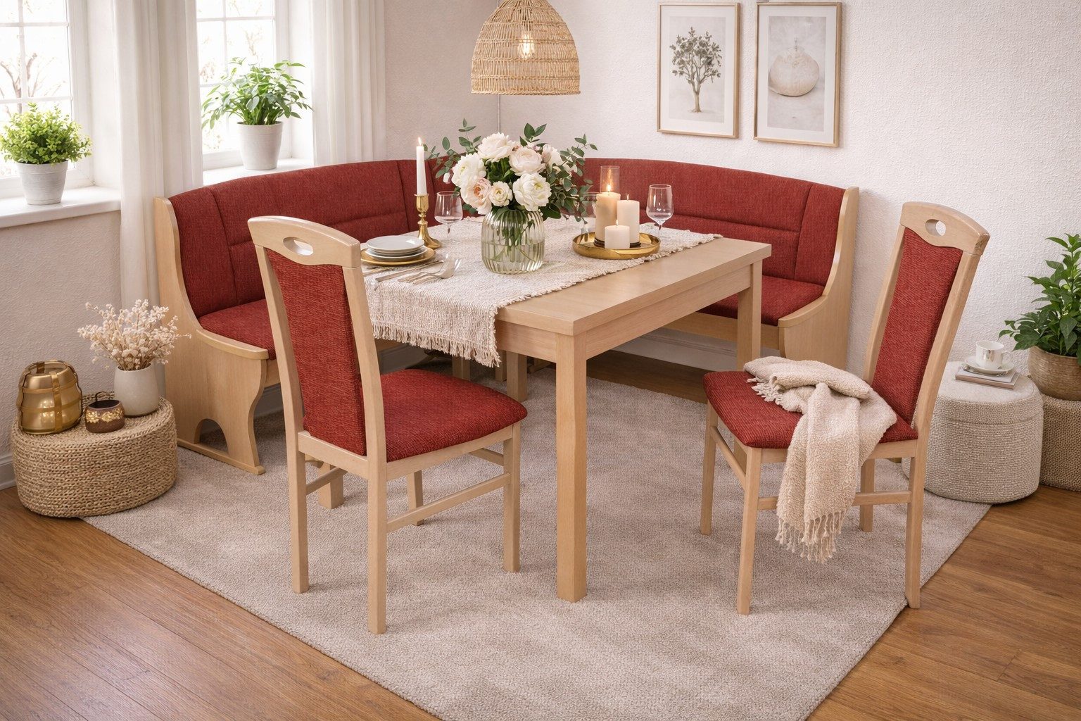 moebel-direkt-online Eckbankgruppe 4tlg. Eckbankgruppe, Stellfläche 125x165 cm, (Spar-Set, 4tlg. Set)