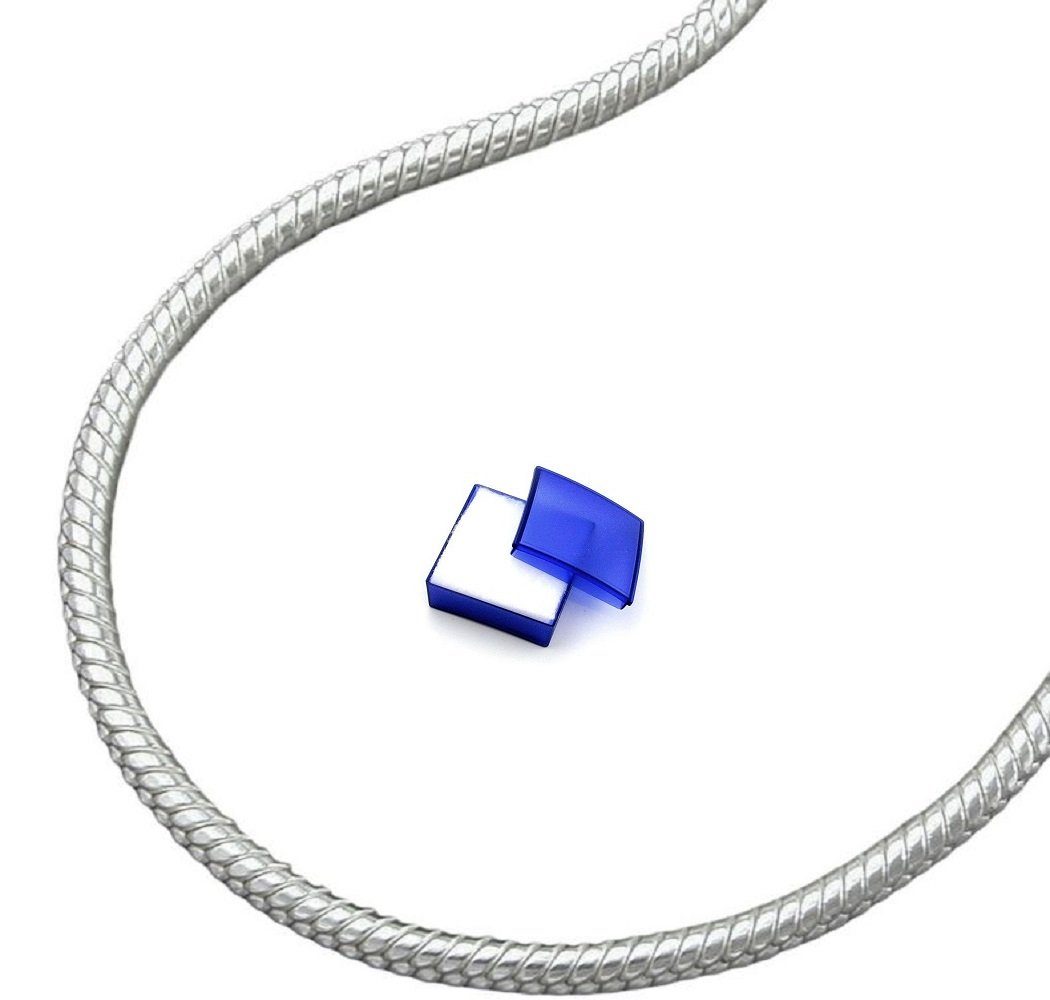 unbespielt Silberkette Halskette 1,5 mm Schlangenkette 80 Herren für Schmuckbox, Silberschmuck Damen cm 925 inkl. rund und Silber