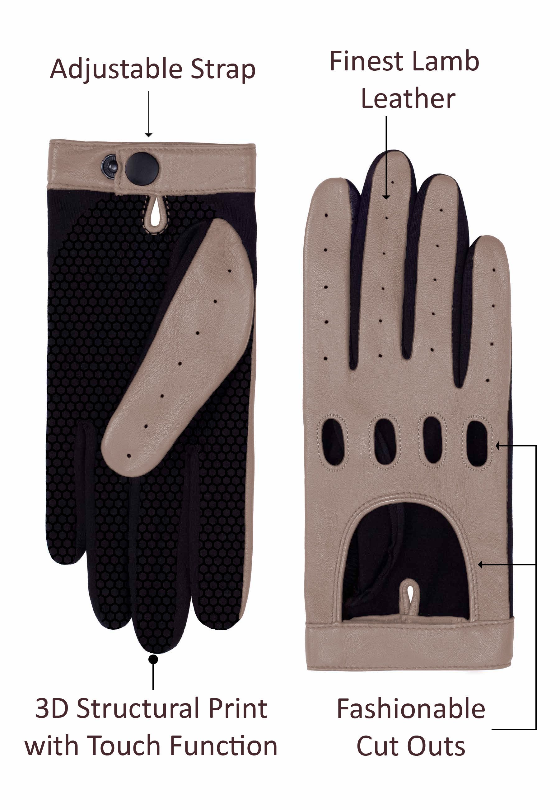 KESSLER Lederhandschuhe Style Mia Driver Grip (Paar, 1-St., Handschuhe) Leather Working Group zertifiziertes Leder, griffige Unterhand