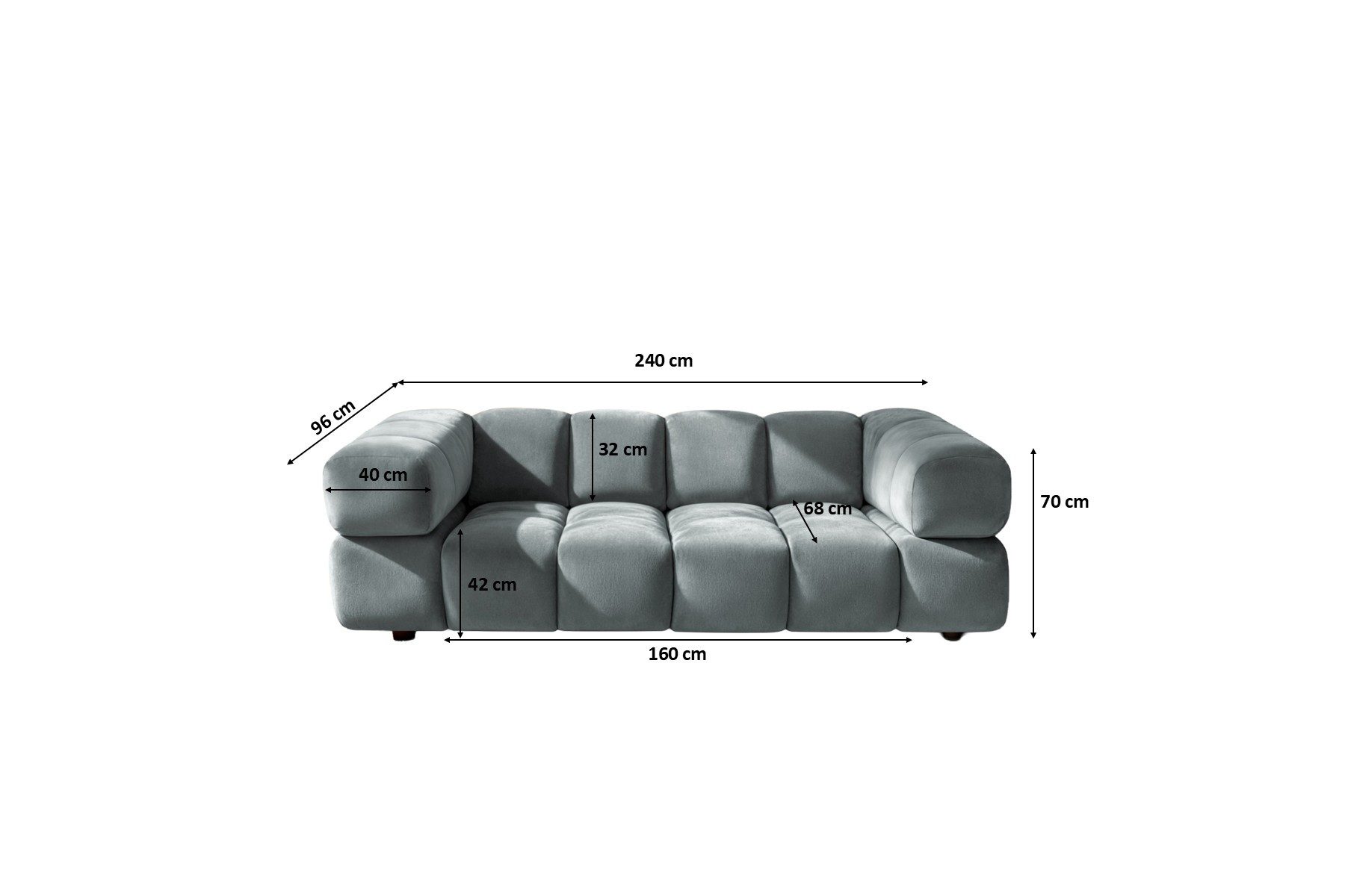 Kaiser Möbel Sofa 3-Sitzer für Wohnzimmer, Samtstoff Bluvel, Averro, 3-Sitzer Sofa, Designer-Bubble-Form,Modernes Minimalismus-Design