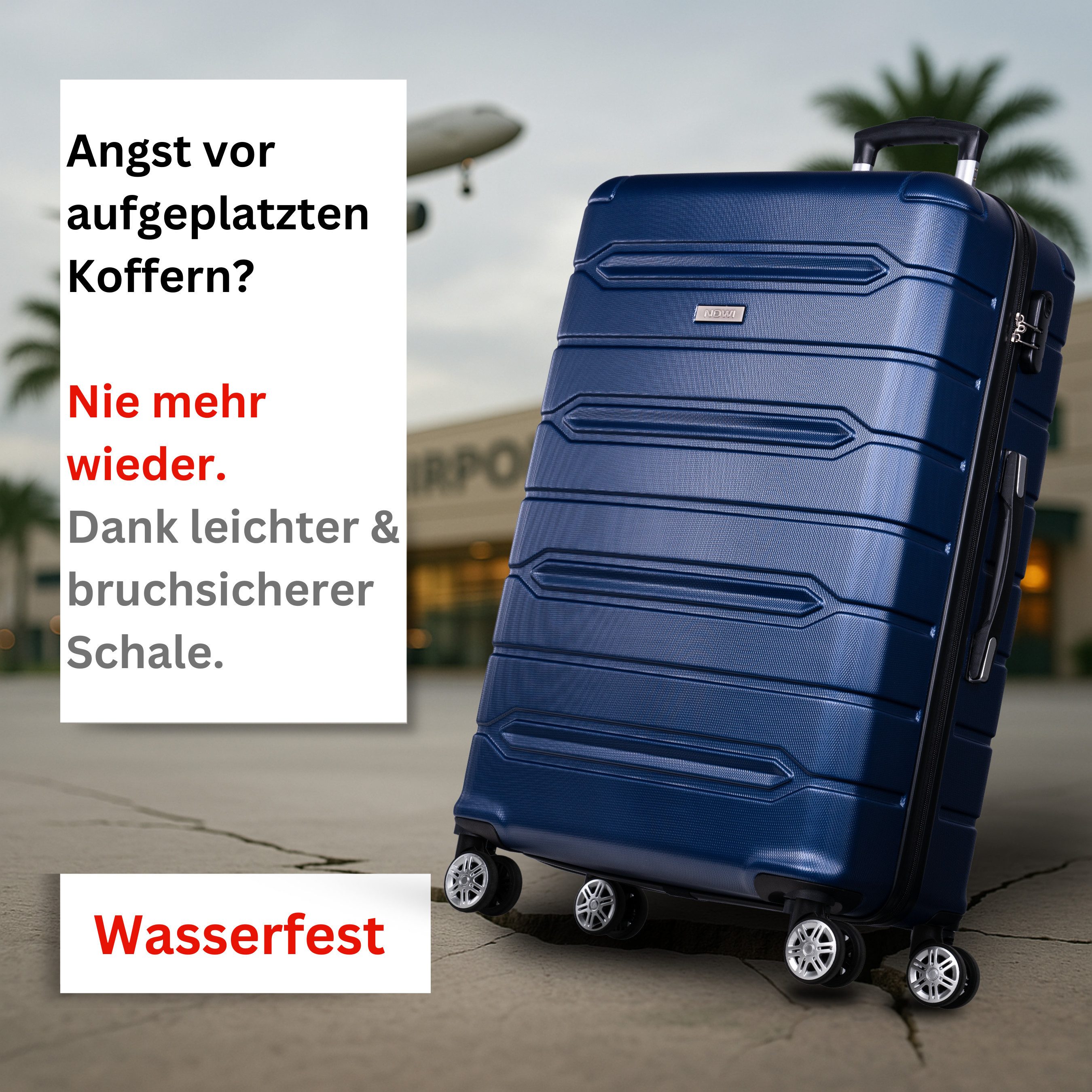 NOWI Hartschalen-Trolley Koffer Hartschalenkoffer mit Zahlenschloss & 8 Rol günstig online kaufen