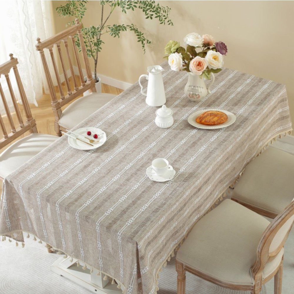 NUODWELL Tischdecke Patchwork-Tischdecke aus Baumwolle mit Quasten günstig online kaufen