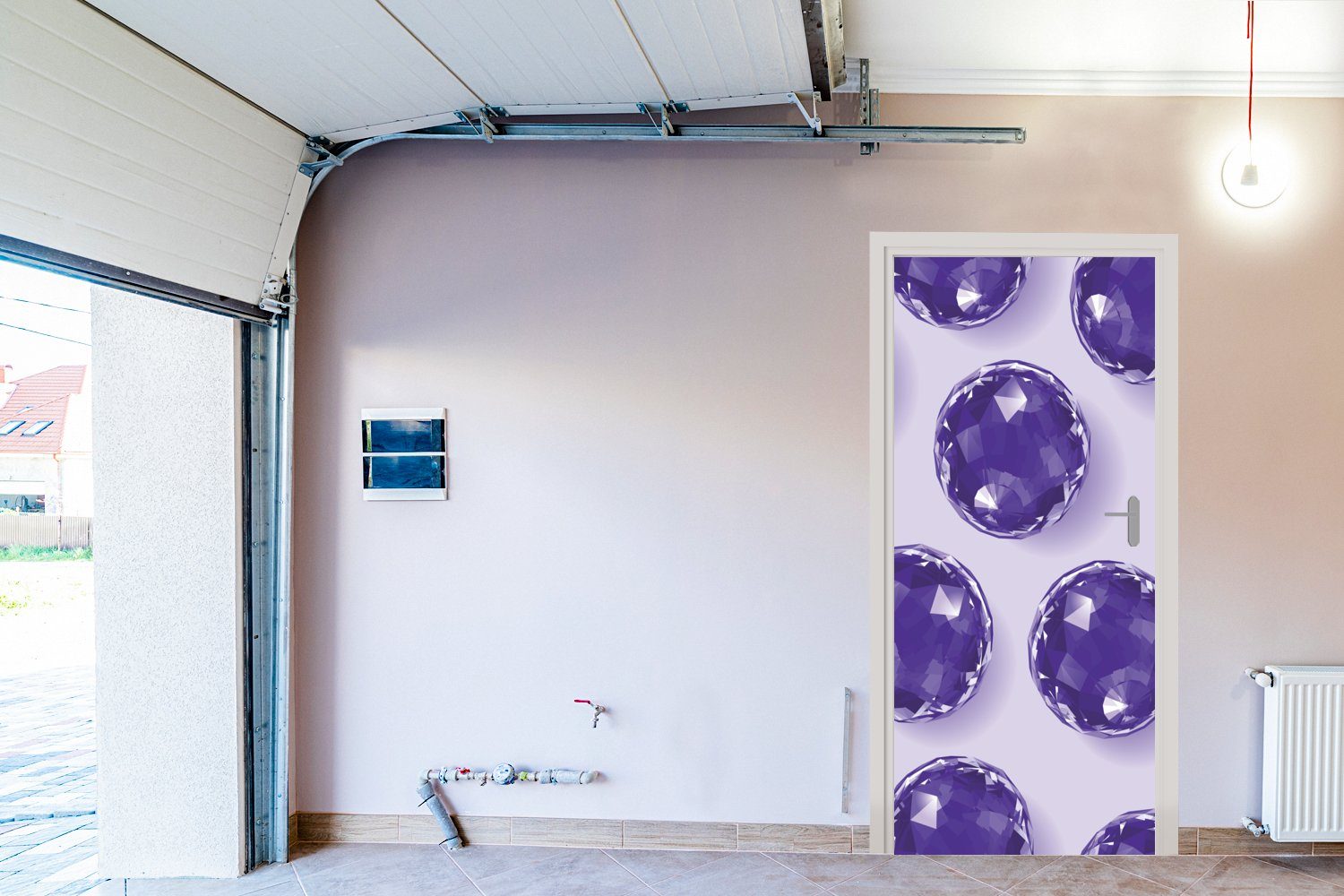 bedruckt, Edelsteinen, (1 mehreren St), Eine 75x205 violetten für Illustration Matt, MuchoWow Türtapete cm Fototapete mit Tür, Türaufkleber,