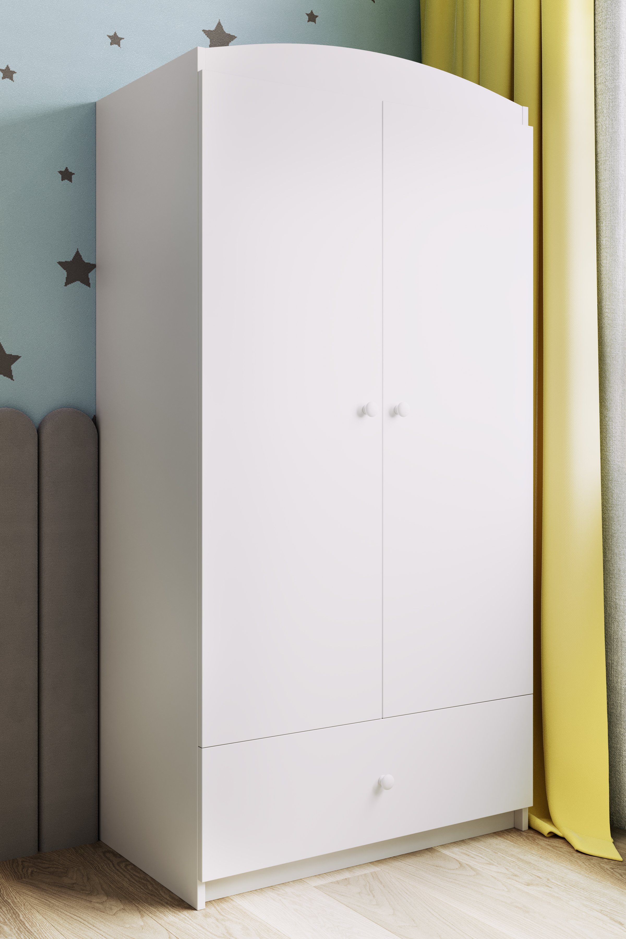 Bjird Kinderkleiderschrank Kleiderschrank Babydreams (4 Einlegeböden und Schublade) Mit Kleiderstange, 175x90x52 cm, verschieden Farben und Varianten für Mädchen und Jungen