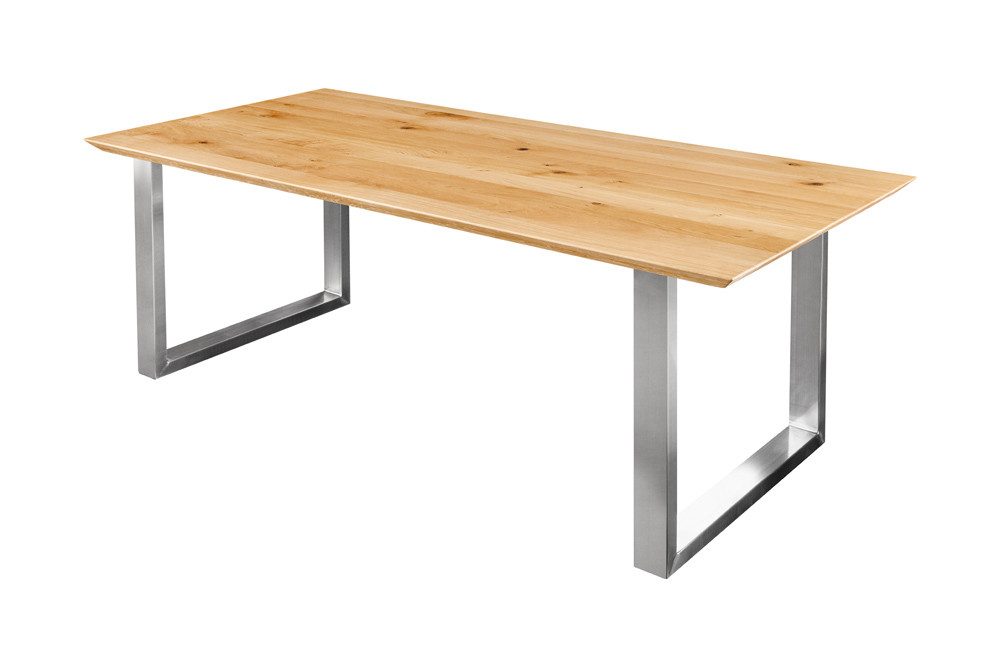 riess-ambiente Esstisch WILD OAK 160cm natur - Wildeiche, Schweizer Kante, U-Gestell, geölt (Einzelartikel, 1-St), Urbaner Massivholztisch für 6 Personen - ideal für Wohn- & Esszimmer