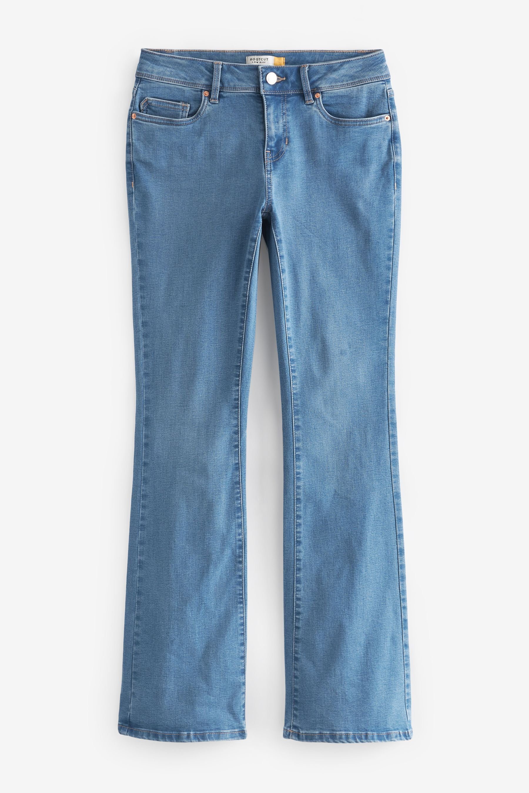 Next Bootcut-Jeans Bootcut Jeans mit niedriger Leibhöhe (1-tlg) Mid Blue