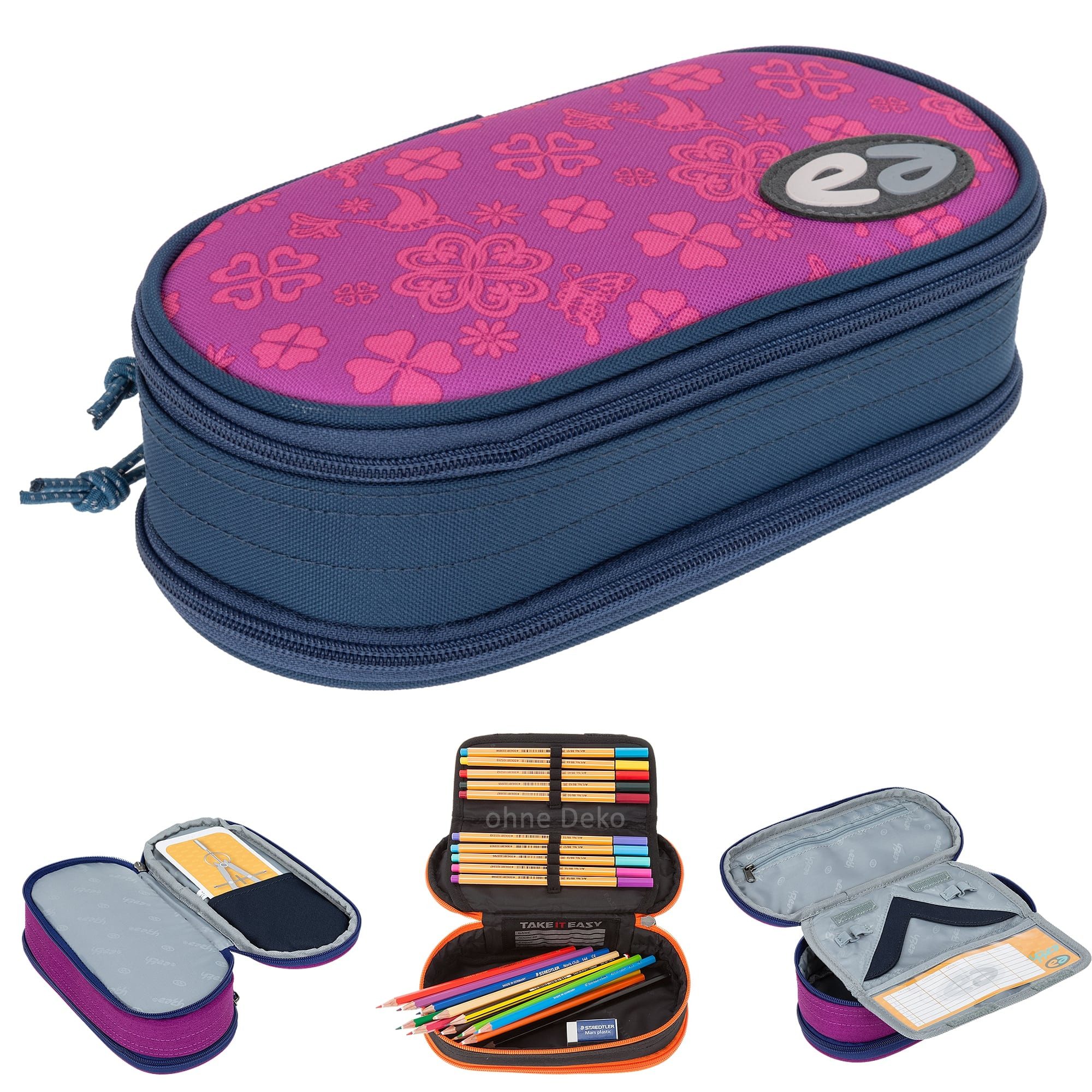 yzea® Federmäppchen Mäppchen Box Federtasche Stifteetui, Schülermäppchen Pencil Case 2 Fächer Schule + Take it Easy Flasche