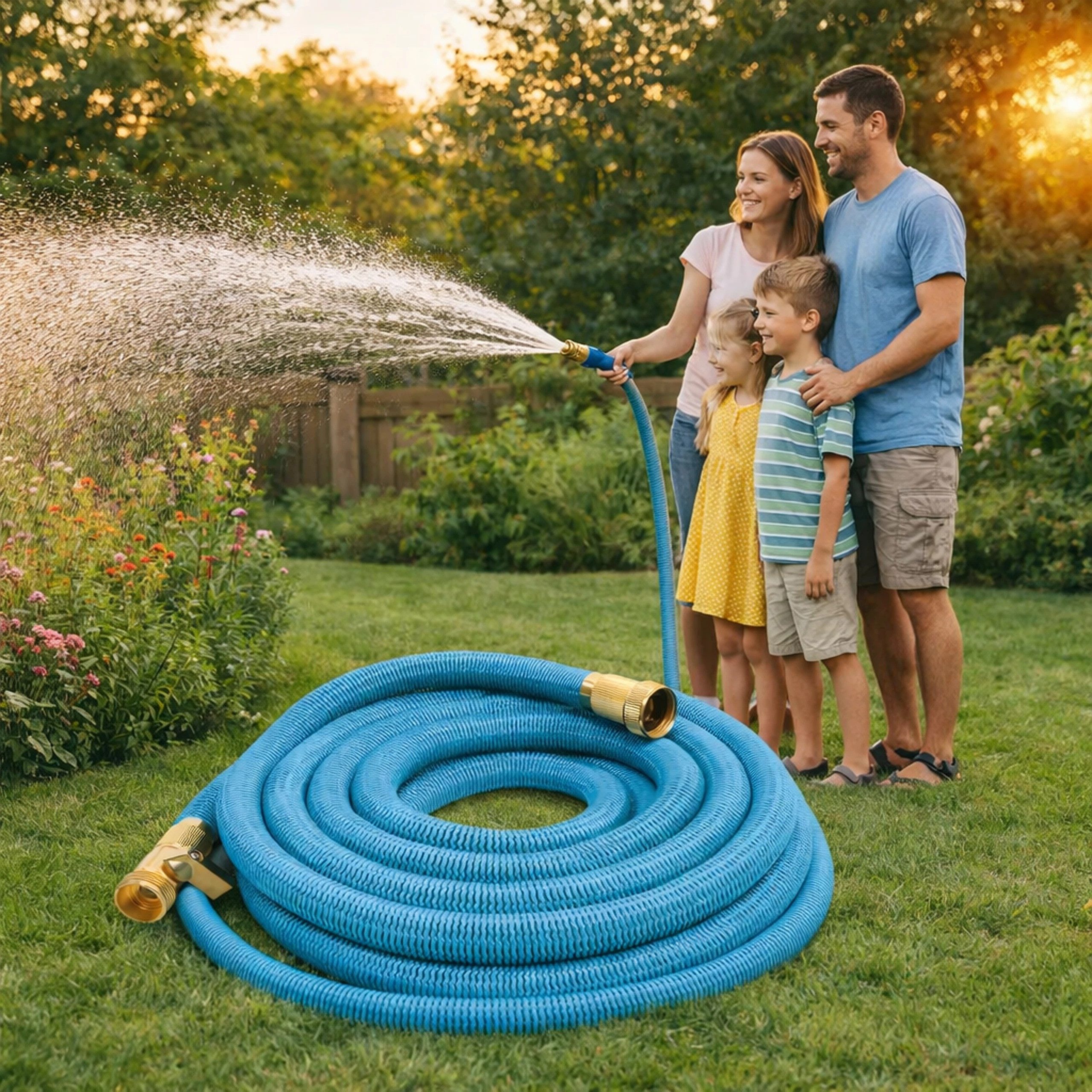 Realb2b Gartenschlauch Flexibler Gartenschlauch 5 bis 15 m Set mit Sprühpistole Adapter, (Set flexibler Gartenschlauch 5 bis 15 m mit Sprühpistole Adapter, Gartenschlauch 5 bis 15 m Set mit Pistole Adapter Kupplungen), dehnbar flexibel leicht platzsparend Gartenschlauch mit Zubehör