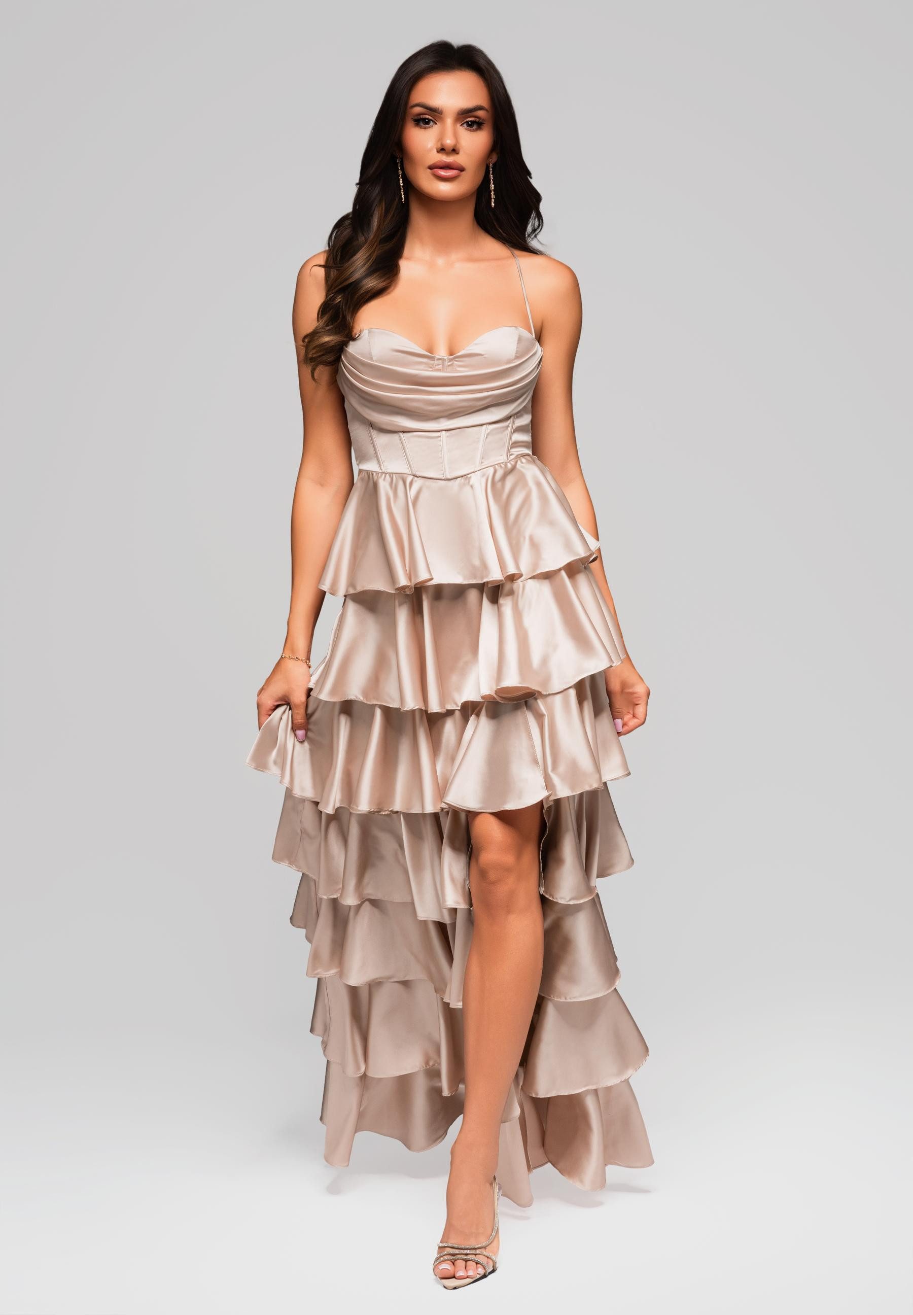 OMBRE Abendkleid Elegantes Rüschen-Abendkleid