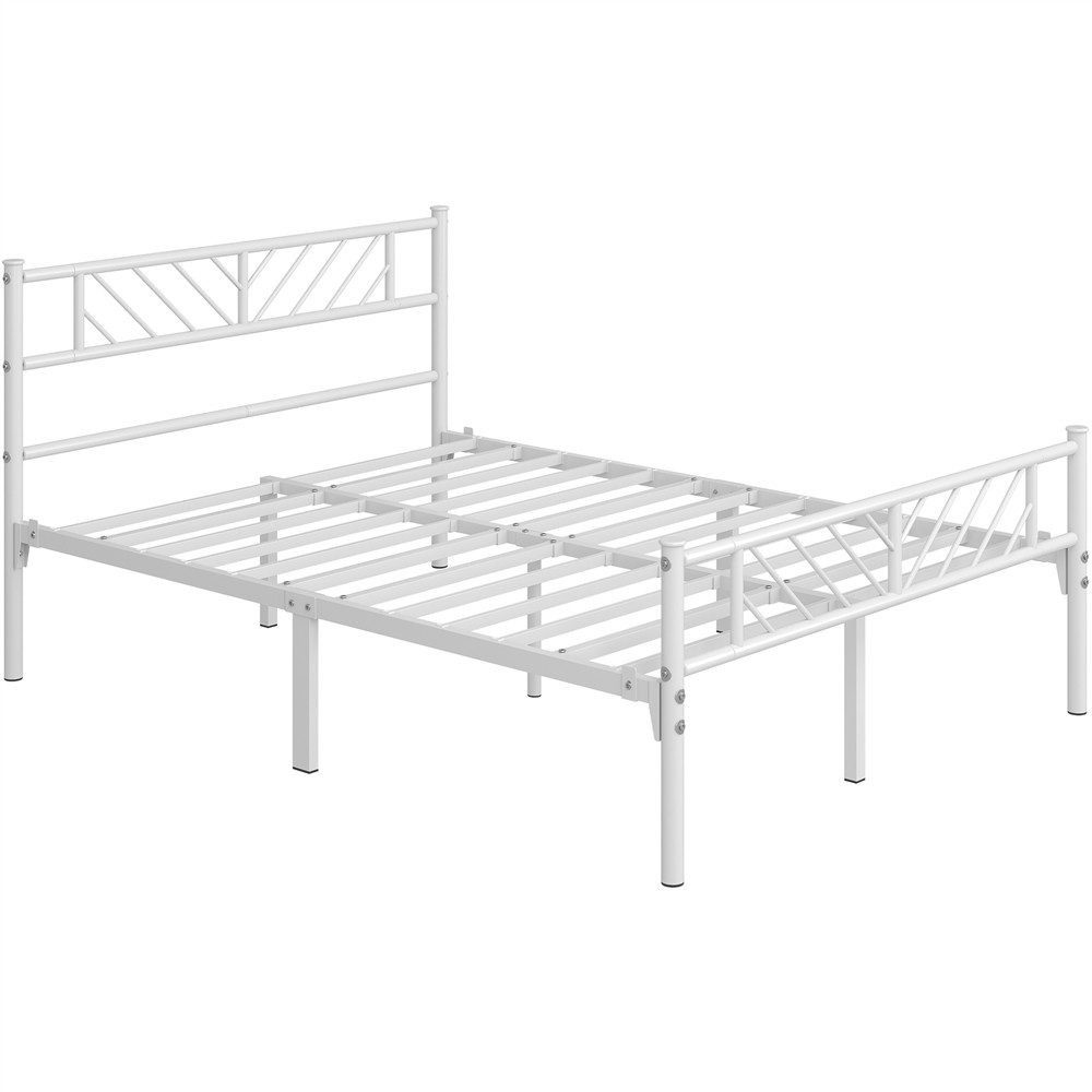 Yaheetech Metallbett Bettgestell 90x190/90x200/140x200cm, Minimalistischer Bettrahmen mit Kopfteil Gästebett mit Lattenrost