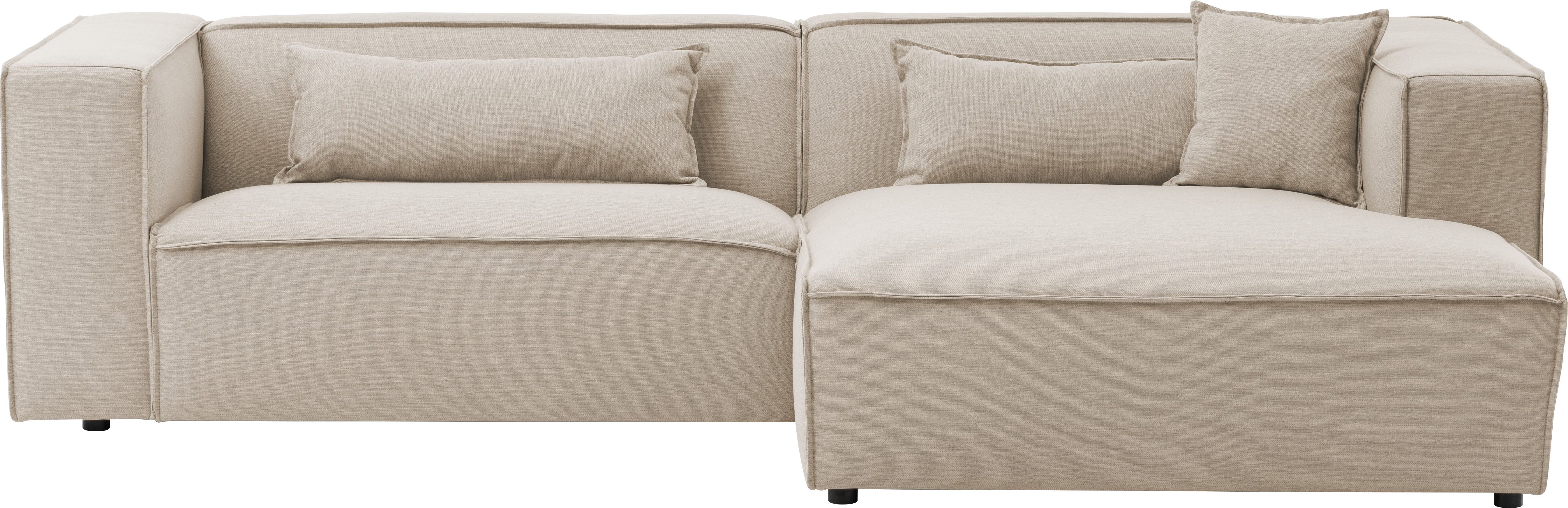 LeGer Home by Lena Gercke Ecksofa PIARA mit Kedernaht, Cord, Leinenoptik o. Strukturstoff, Couch, L-Form, wahlweise Ottomane rechts/links, schwarze Füße, bequemer Sitzkomfort