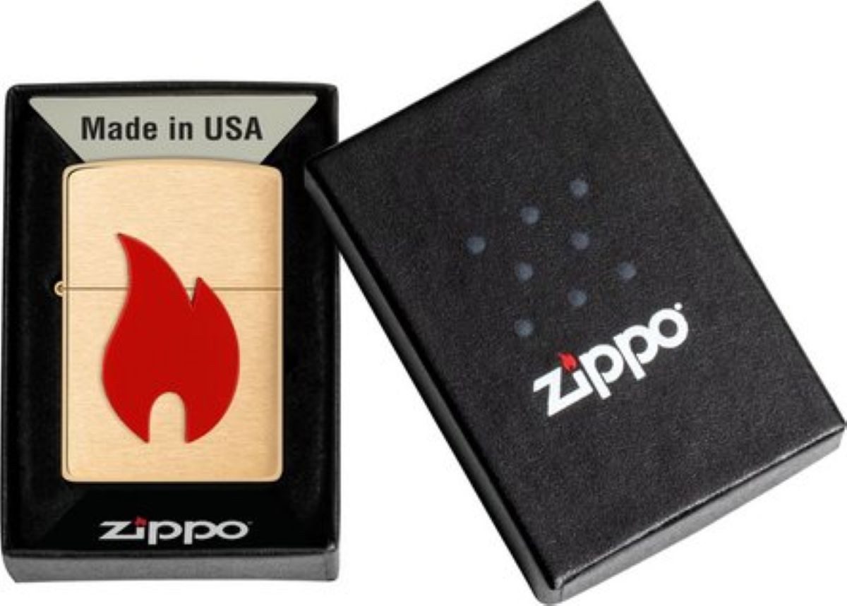 Zippo Feuerzeug Emblem Big Flame schwarz silber oder rot gold "Neuheit 2026", Zippo Neuheit 2026 - made in USA