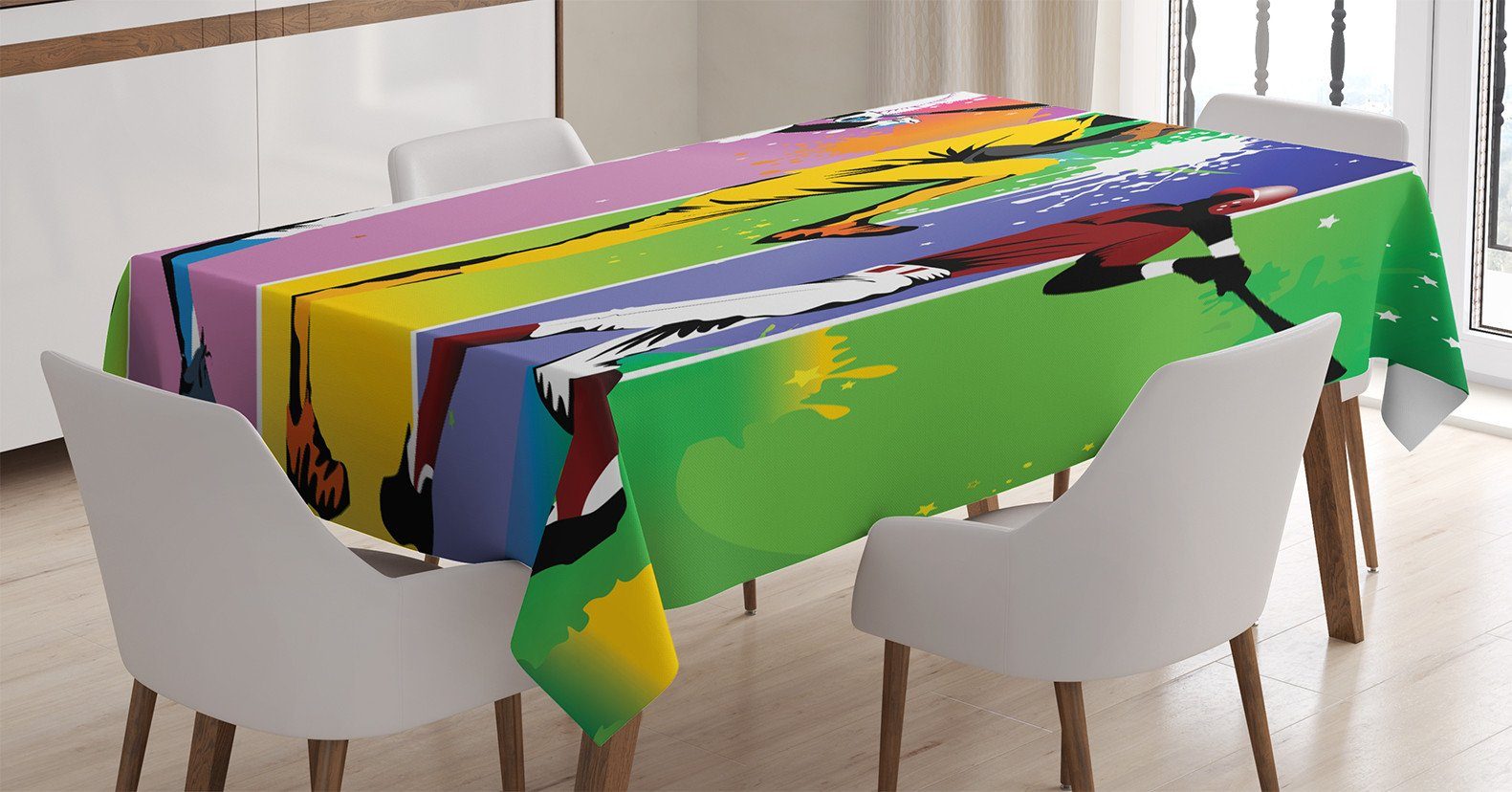 Abakuhaus Tischdecke Farbfest Waschbar Für den Außen Bereich geeignet Klare Farben, Ombre Baseball Grunge Splash