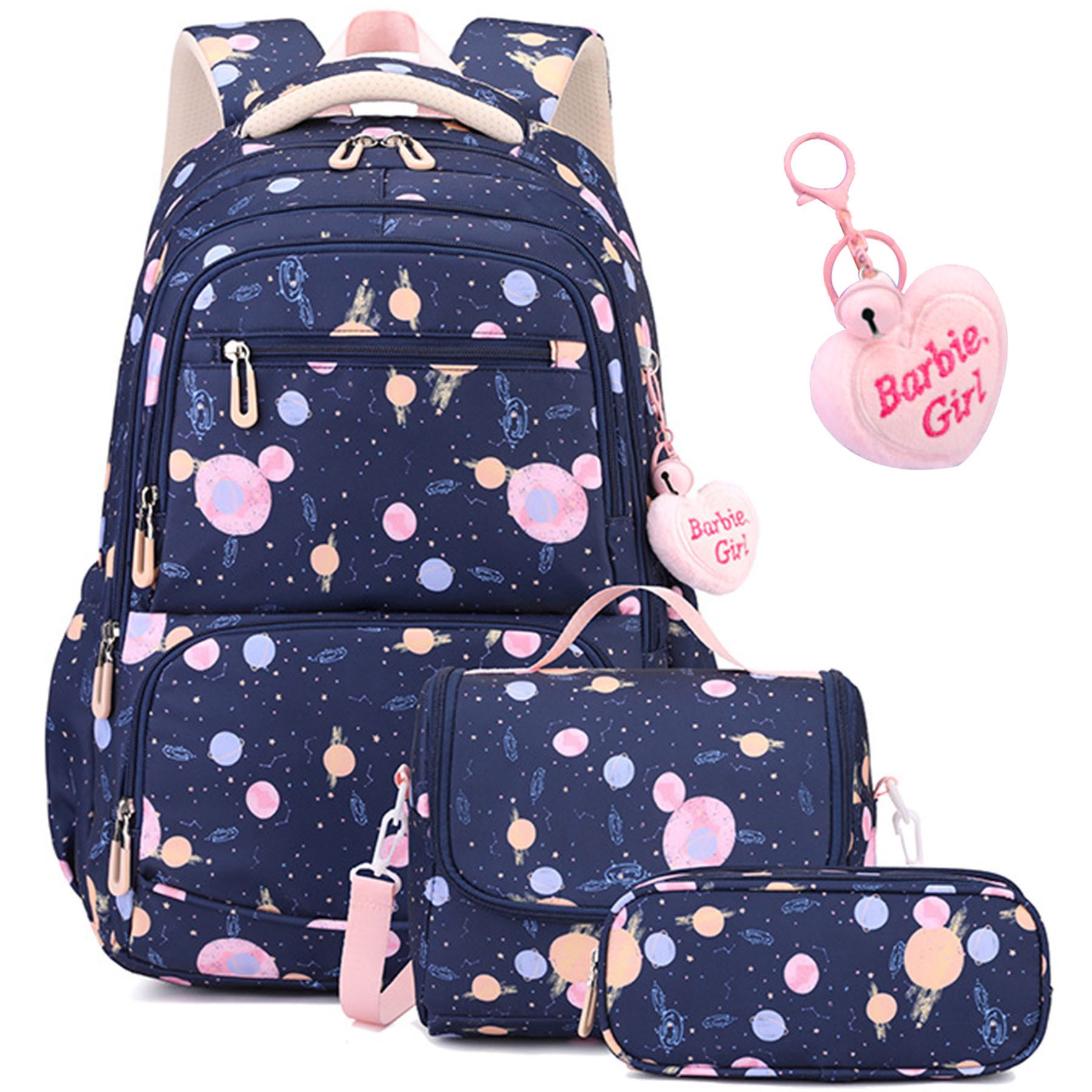 Mutig Schulrucksack Schulrucksack Teenager,Schulranzen-Set 3-teilig,große Kapazität (Wasserdicht Schulranzen,Unisex Geeignet für Mittelstufe-Universität, Mit Anhänger für jugendliche zum Schulbesuch,Einkaufen,Camping usw), Mit ergonomischem Design zur Entlastung von Schultern und Rücken