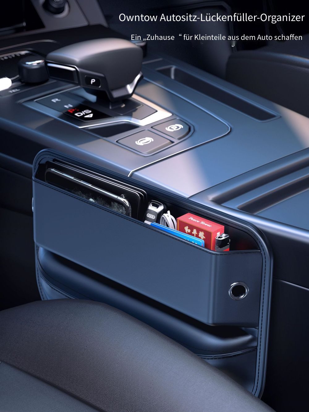 JOYOLEDER Aufbewahrungsbox Ordnungsboxen Sortimentskasten Autositz Gap Organizer, PU (Universal (1 St) Schwarz)
