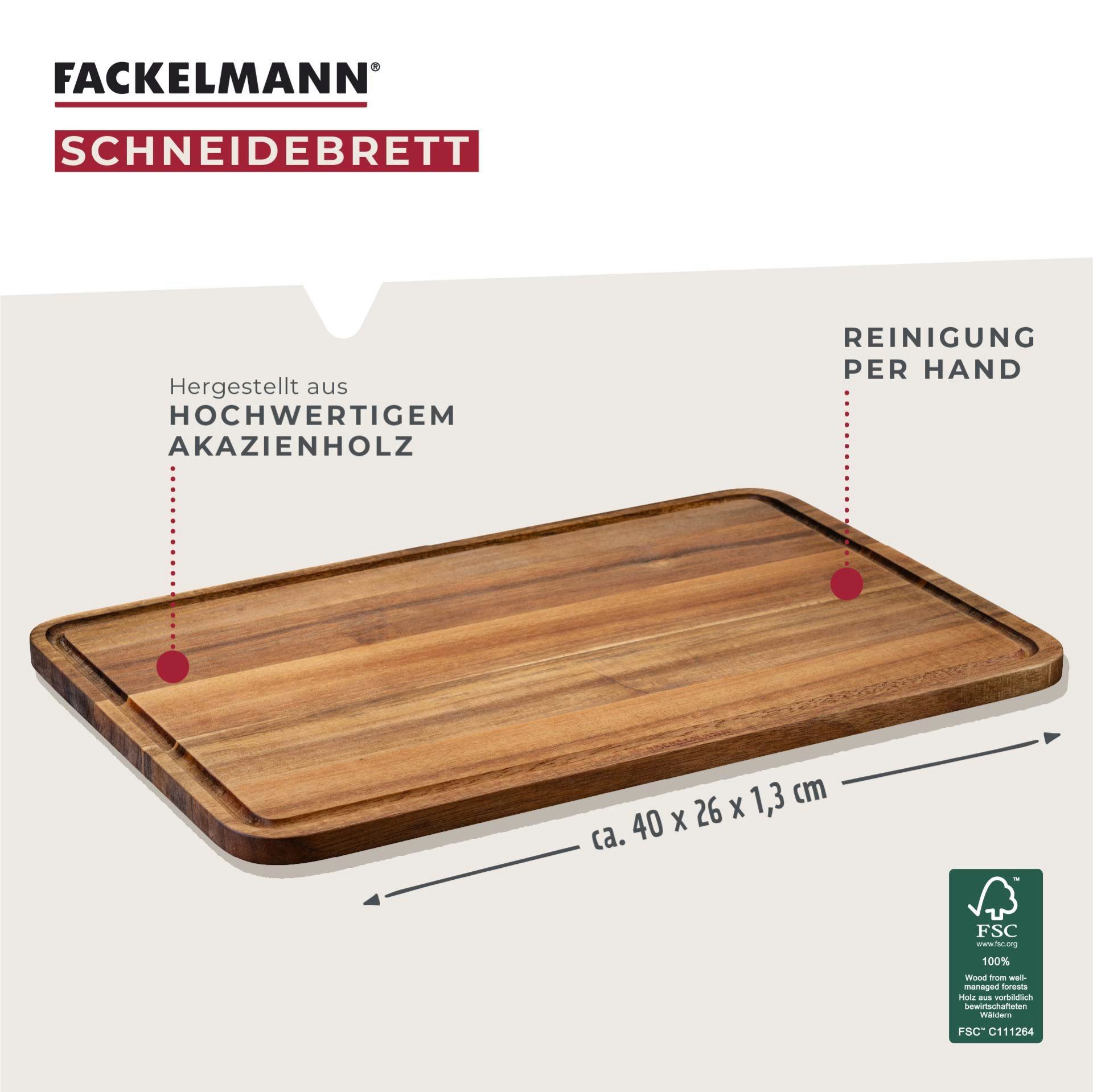 FACKELMANN Schneidebrett Küchenbrett, Hackbrett, Arbeitsbrett, Schneidbrett, Schnittbrett