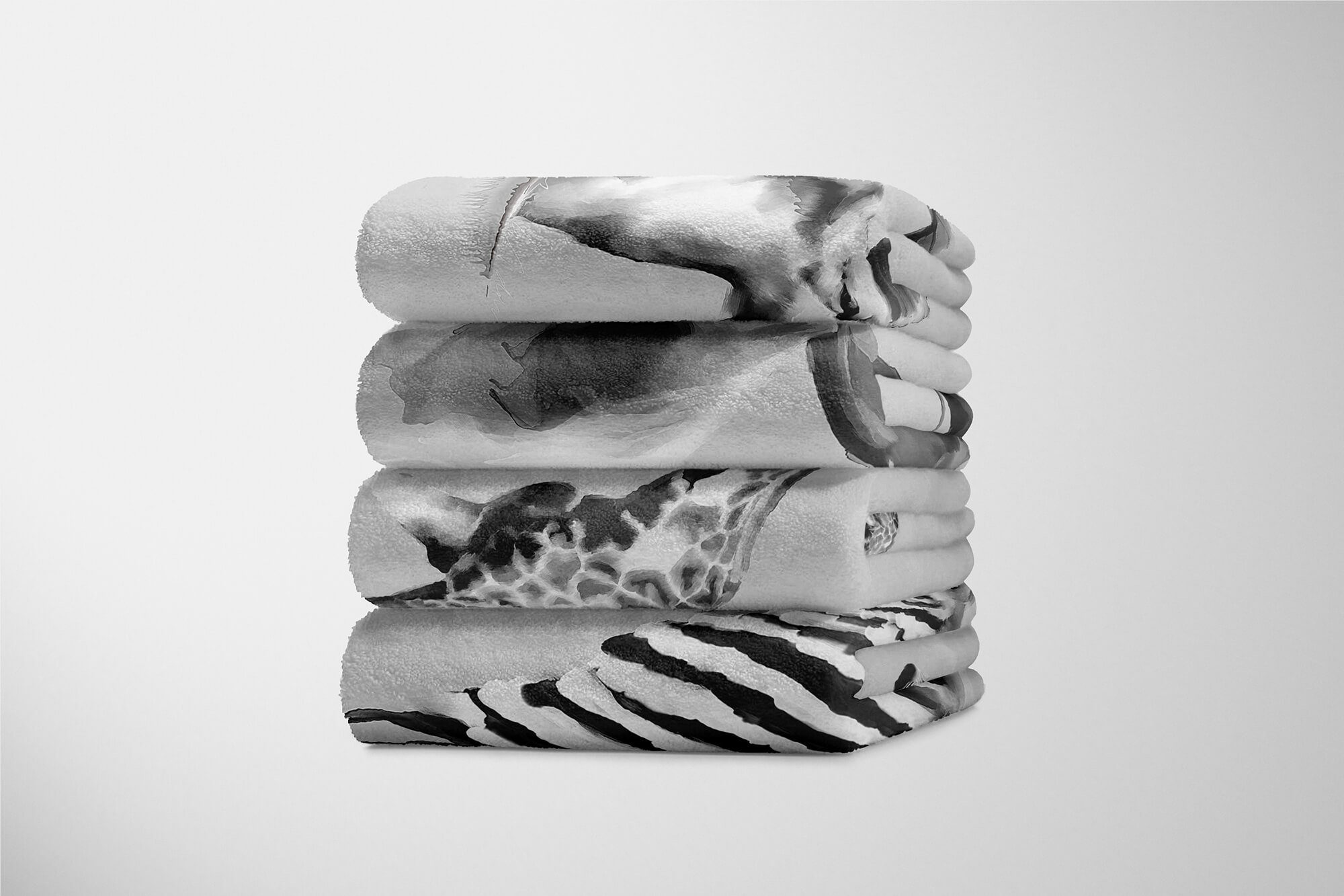 Saunatuch Handtuch Grau Art Handtuch Strandhandtuch Motiv Afrika, (1-St), Giraffe Sinus Kuscheldecke Baumwolle-Polyester-Mix Handtücher