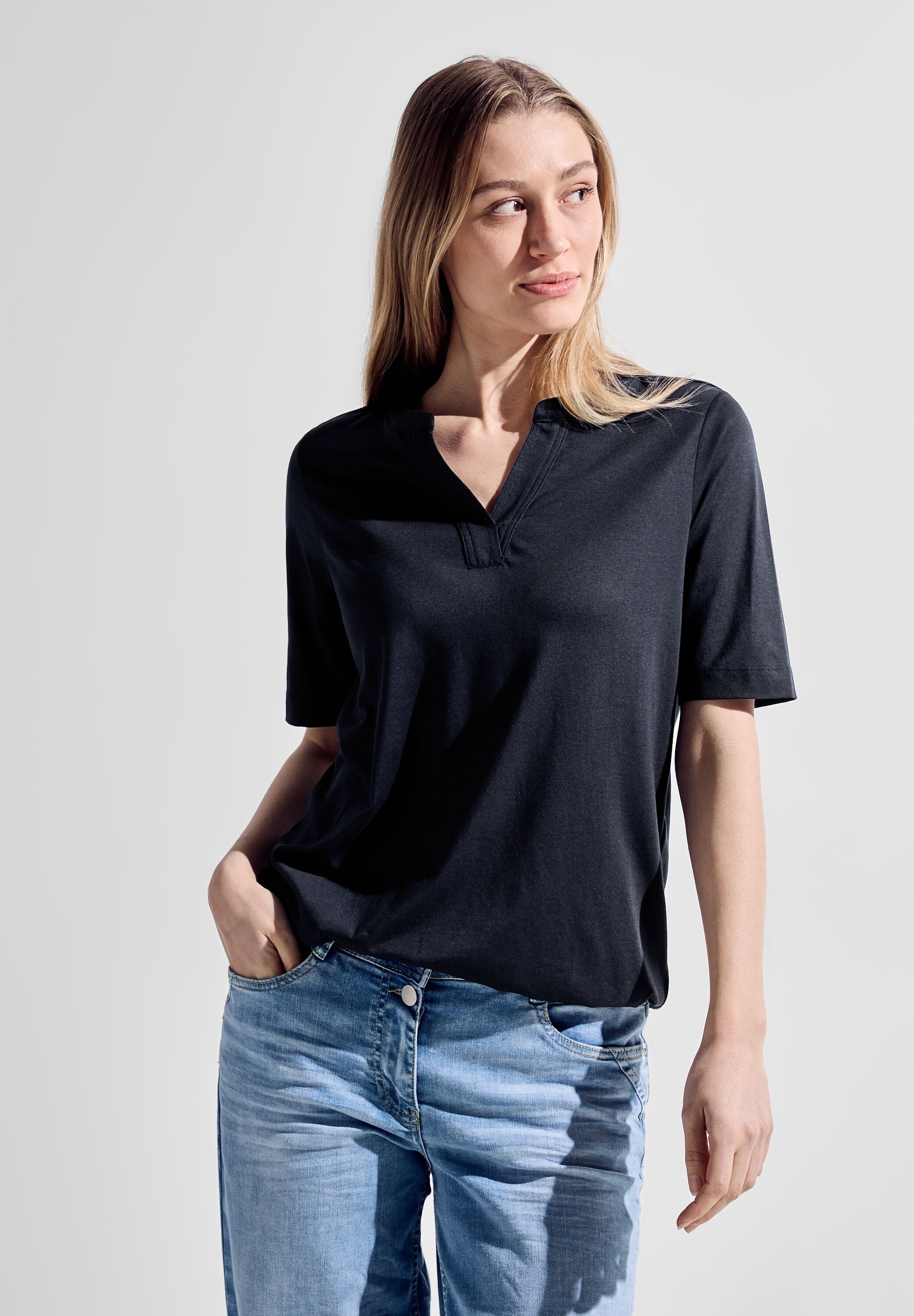 CECIL Tunikashirt mit Gummizug im Bund