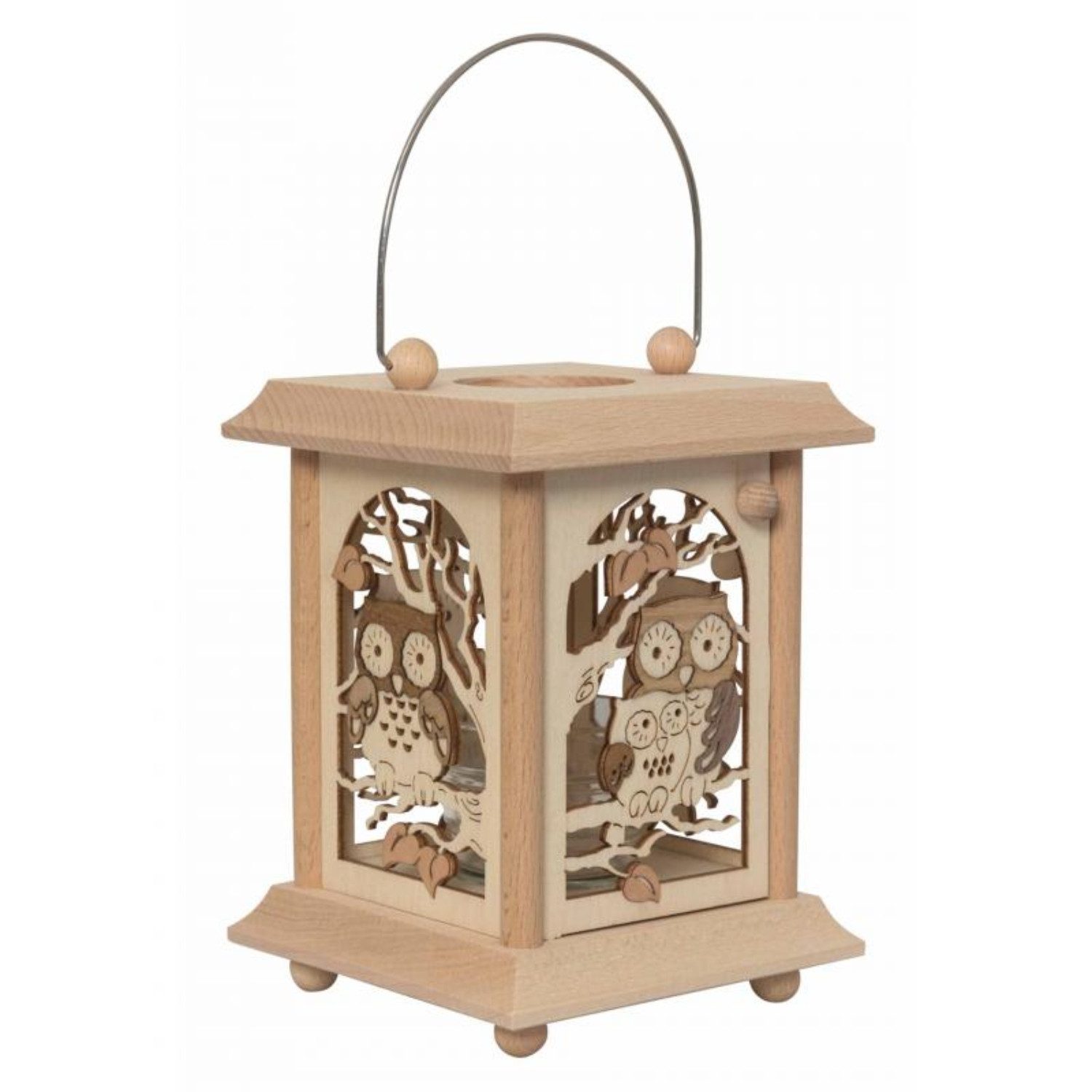 Kuhnert Kerzenlaterne Kuhnert Tischlaterne "Eule", Erzgebirgische Holzkunst