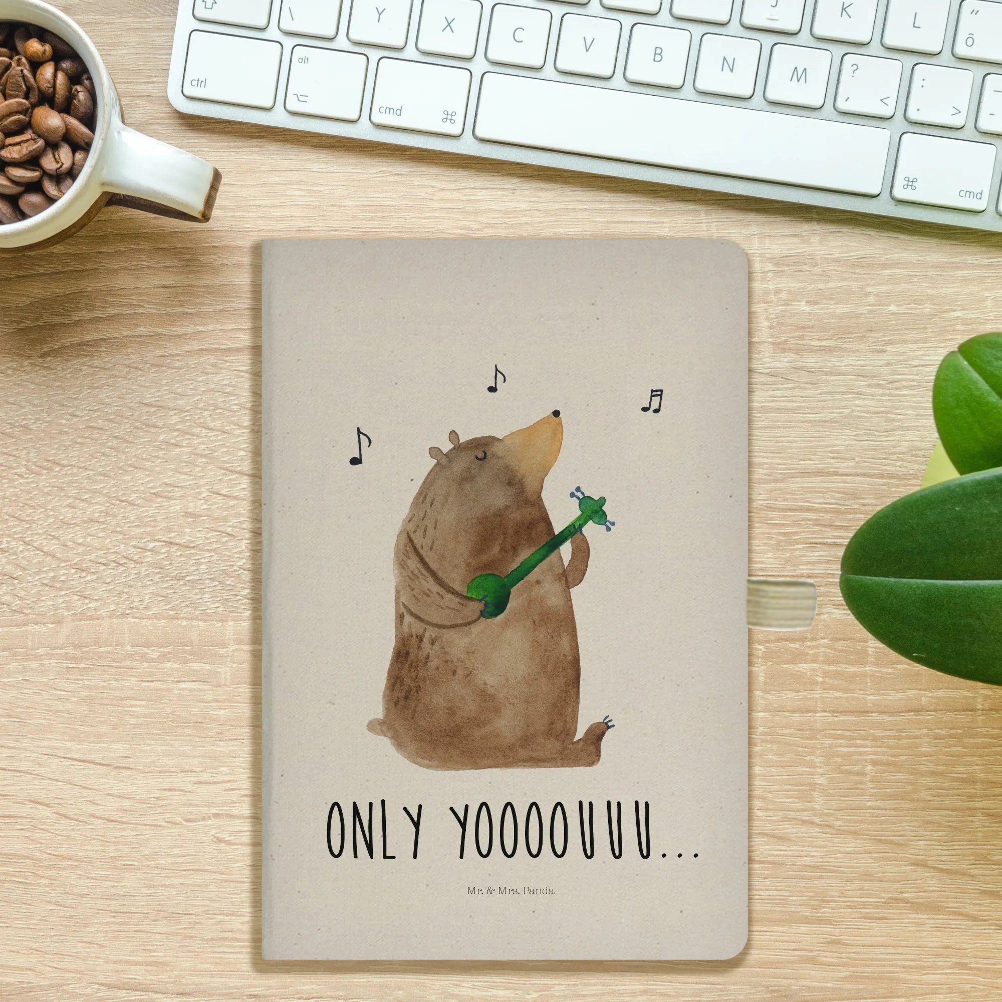 Thumbnail - Mr. & Mrs. Panda Notizbuch Bär Gitarre - Transparent - Geschenk, A5 Heft, Teddybär, A5 Notizbuch Mr. & Mrs. Panda, Inspi...