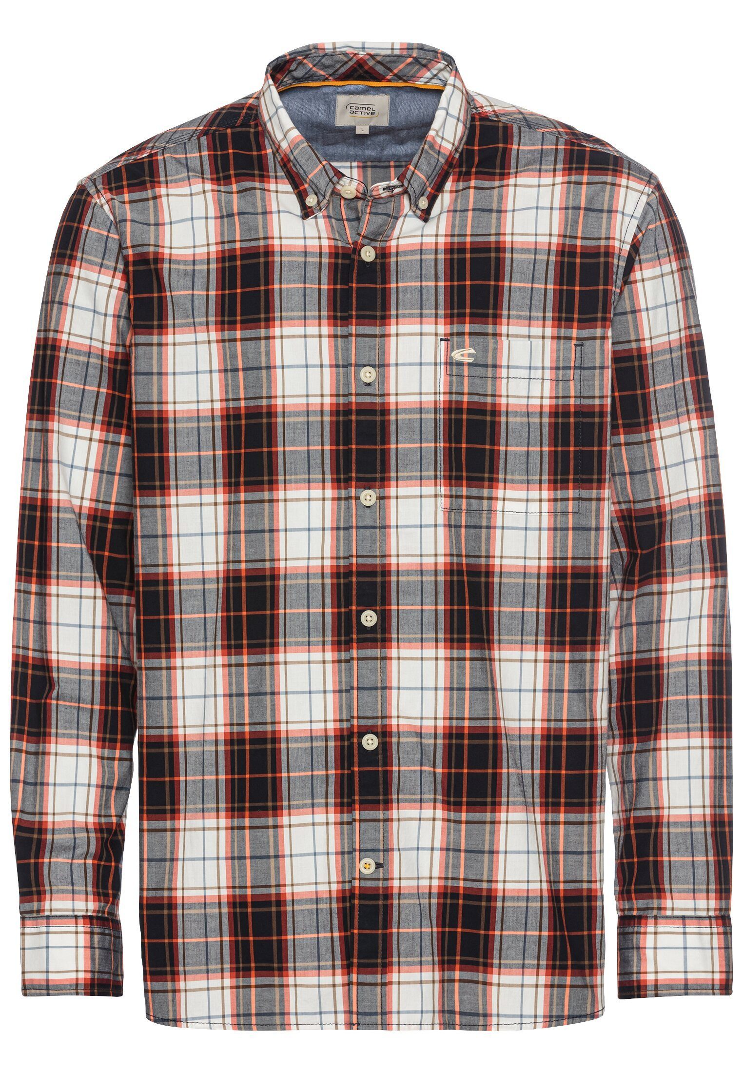 camel active Langarmhemd Langarm Hemd im Karomuster aus reiner Baumwolle günstig online kaufen