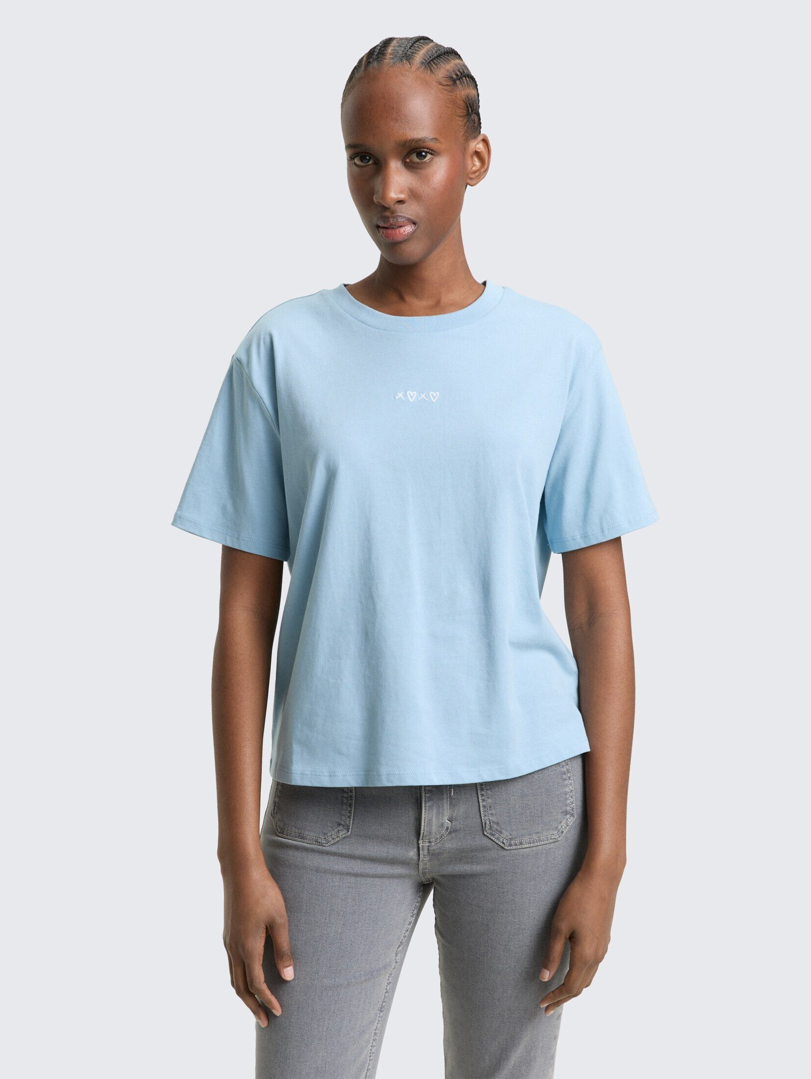 TOM TAILOR Denim T-Shirt T-Shirt Boxy Fit T-Shirt mit Stickerei günstig online kaufen