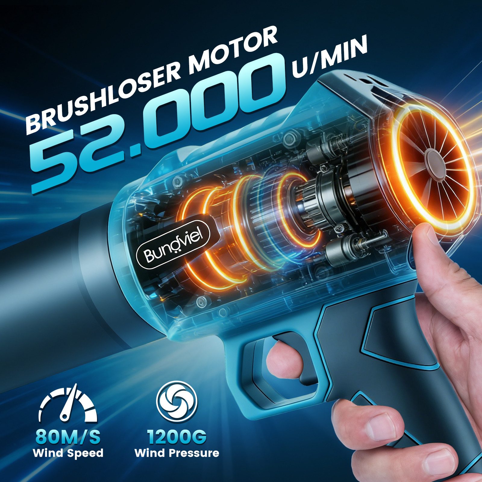 Bundviel Akku-Laubbläser Akku Laubbläser Laubgebläse Gebläse Mit 2 Akkus un günstig online kaufen