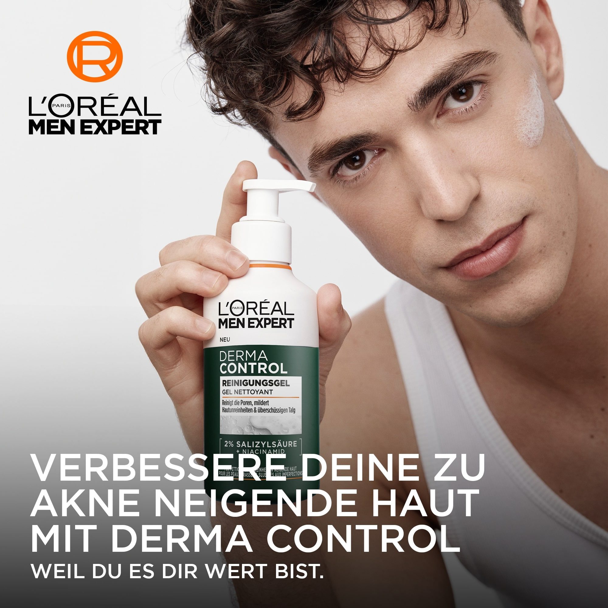L'ORÉAL PARIS MEN EXPERT Gesichtsreinigungsgel DERMA CONTROL REINIGUNGSGEL, Mit Salizylsäure und Niacinamid, behandelt Pickel und Unreinheiten. – Bild 5 von 5