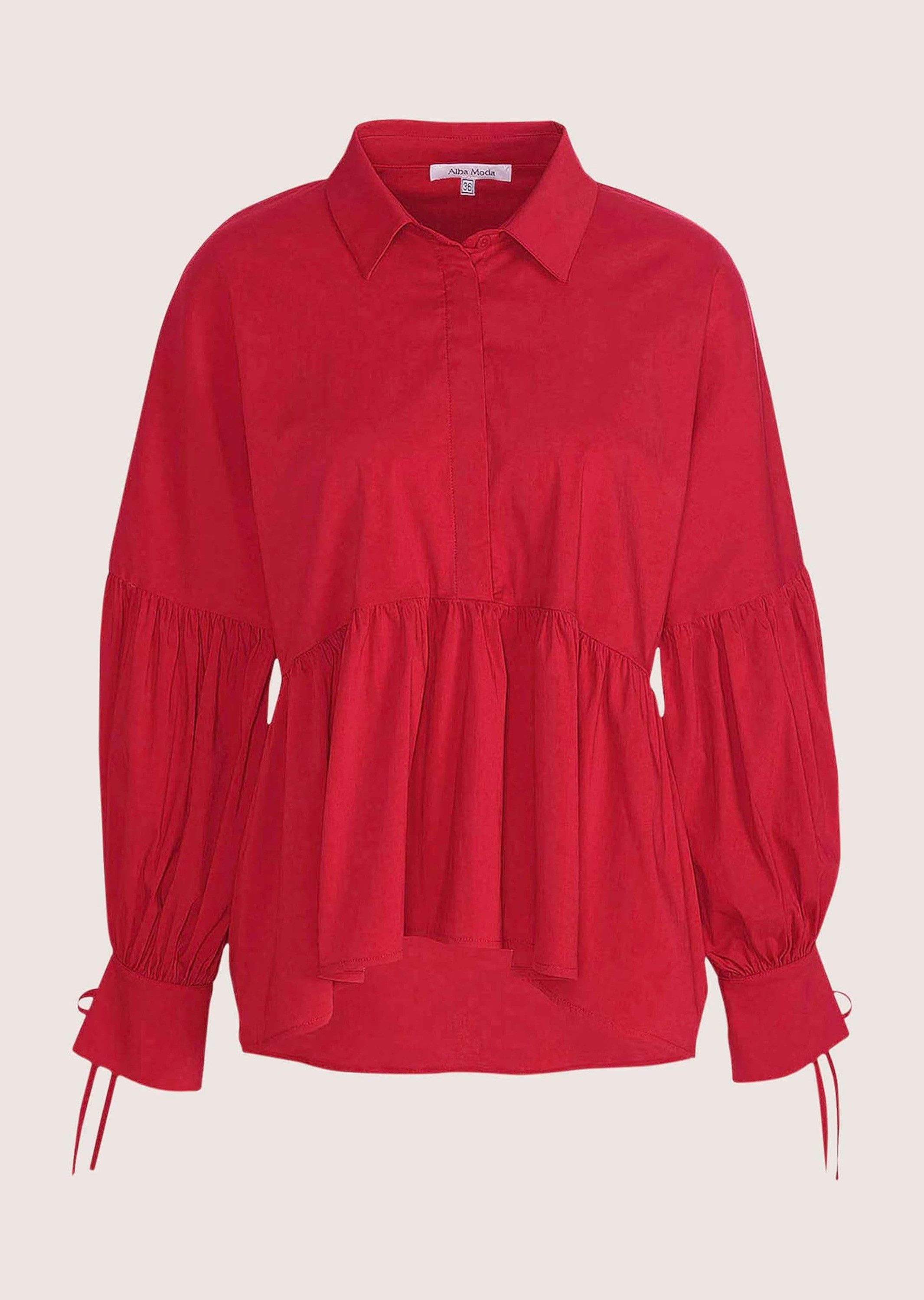 Hemdbluse Oversized Bluse mit Plisseedetails