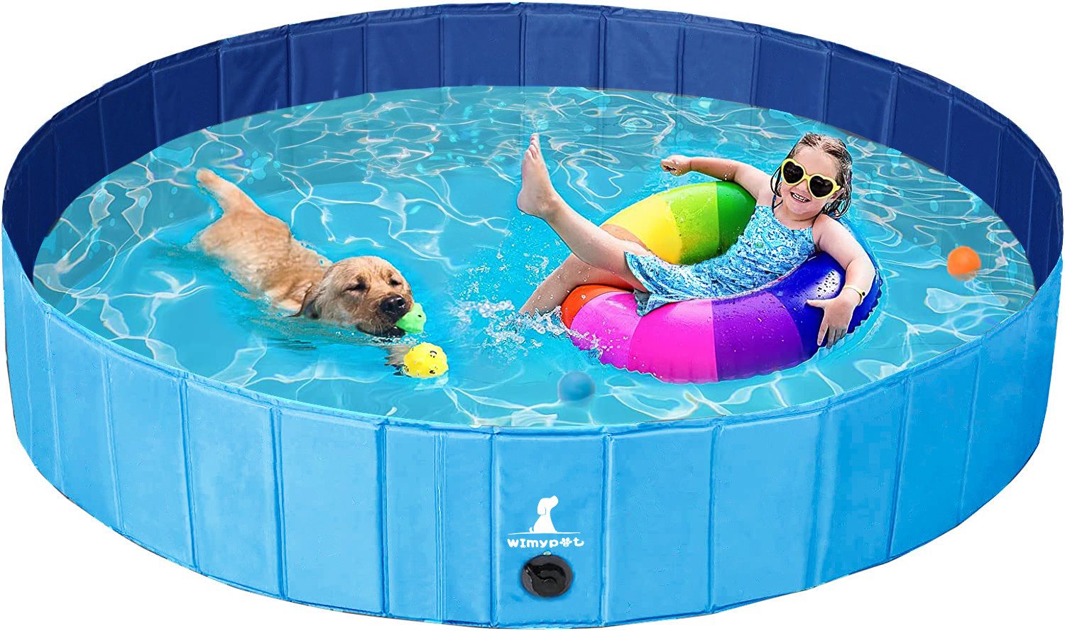 POPOLIC Rundpool Swimmingpool Planschbecken, Hundeplanschbecken Hundebad (160 * 30CM Klappbares Haustier-Duschbecken), mit Umweltfreundlichem PVC rutschfest