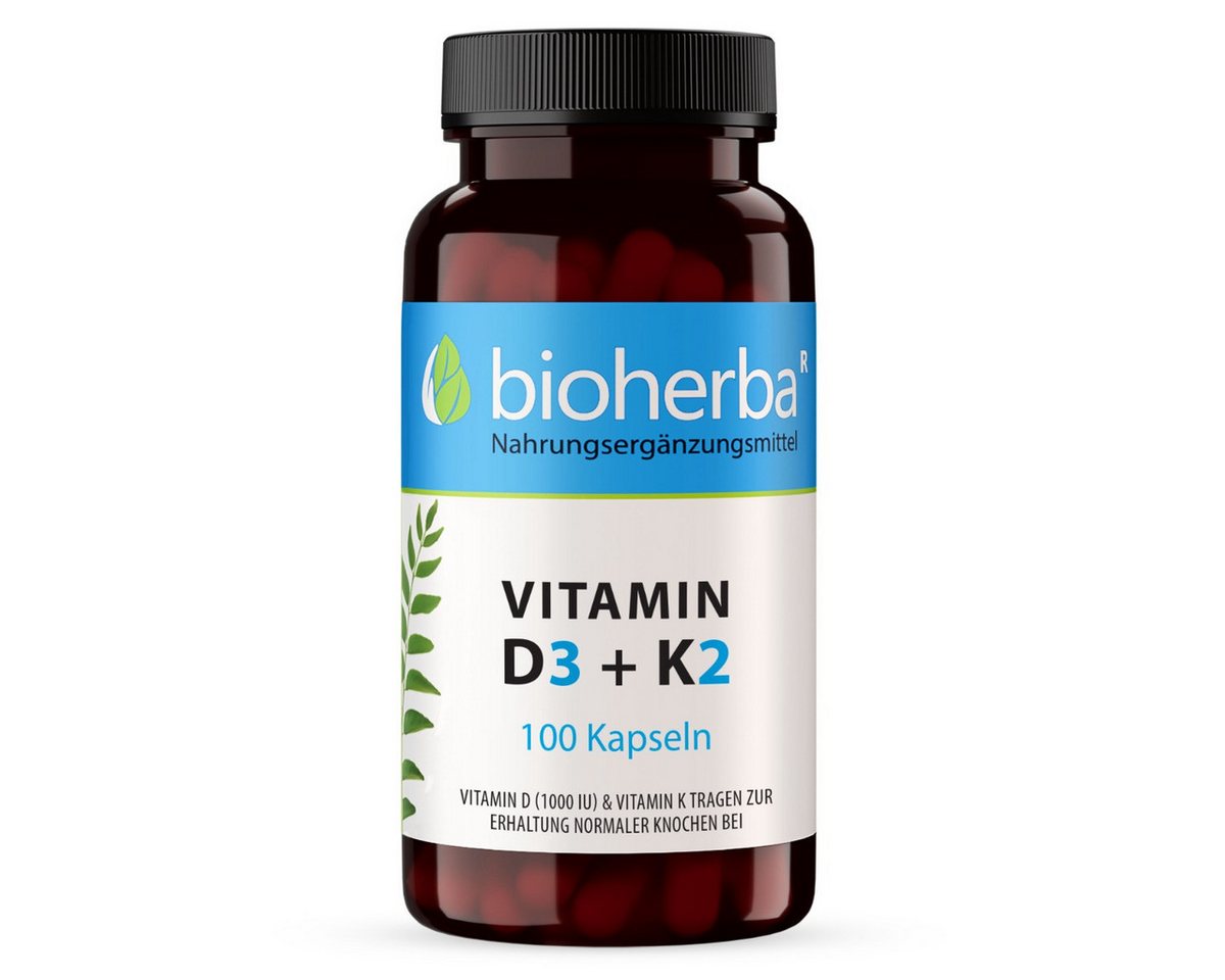 BIOHERBA R Bioherba Vitamin D3 + K2 100 Kapseln Nahrungsergänzungsmittel, 1 er