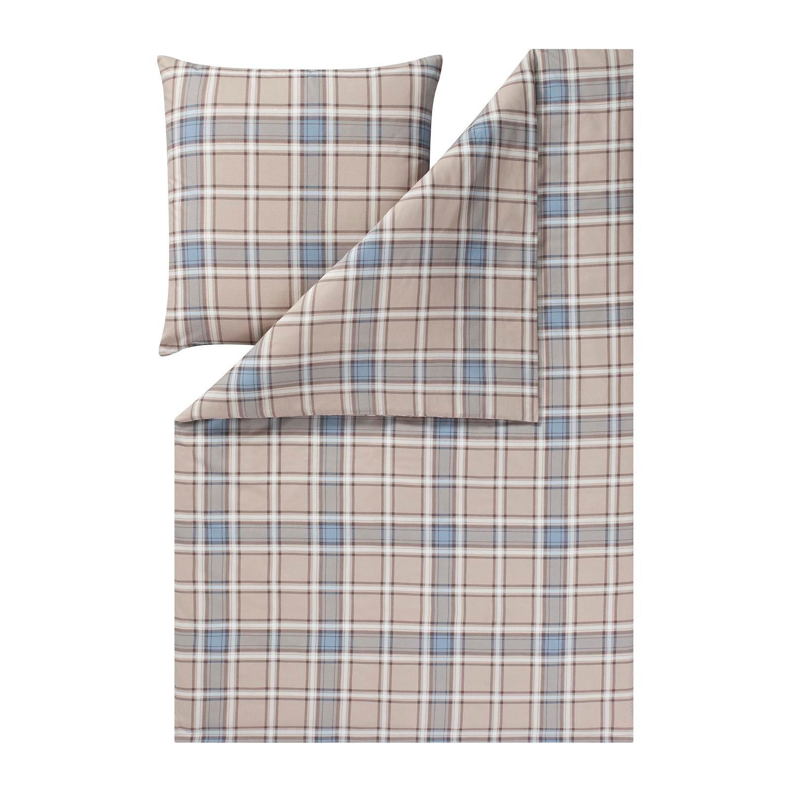 Estella Постельное белье Estella Flanell Постельное белье Quirin 4448-200 Kariert Beige Blau 135x200, Kuschelflanell, 2 teilig, Hergestellt in Deutschland