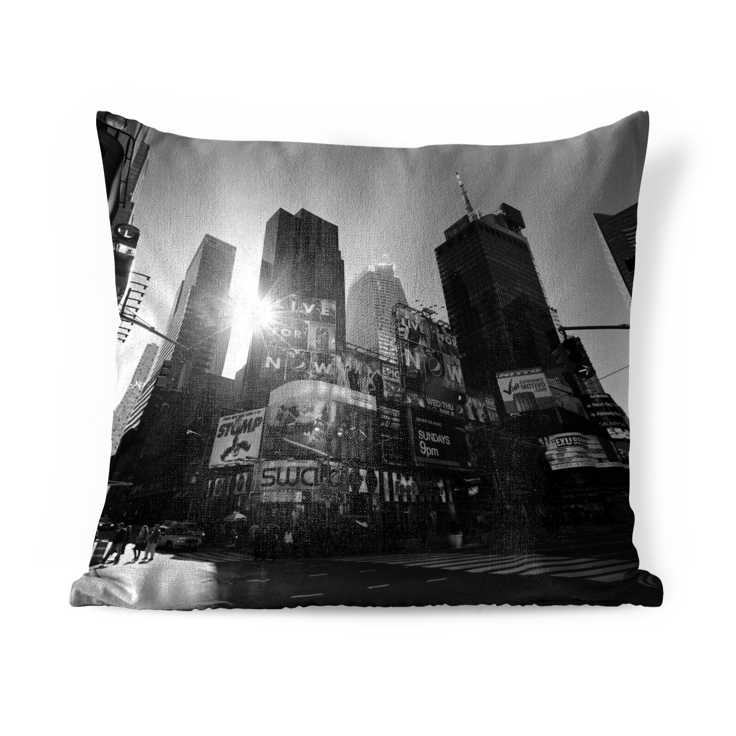 MuchoWow Dekokissen Manhattan, schwarz und weiß, Zierkissen mit Füllung für Wohzimmer, Schlafzimmer, Deko, Sofakissen