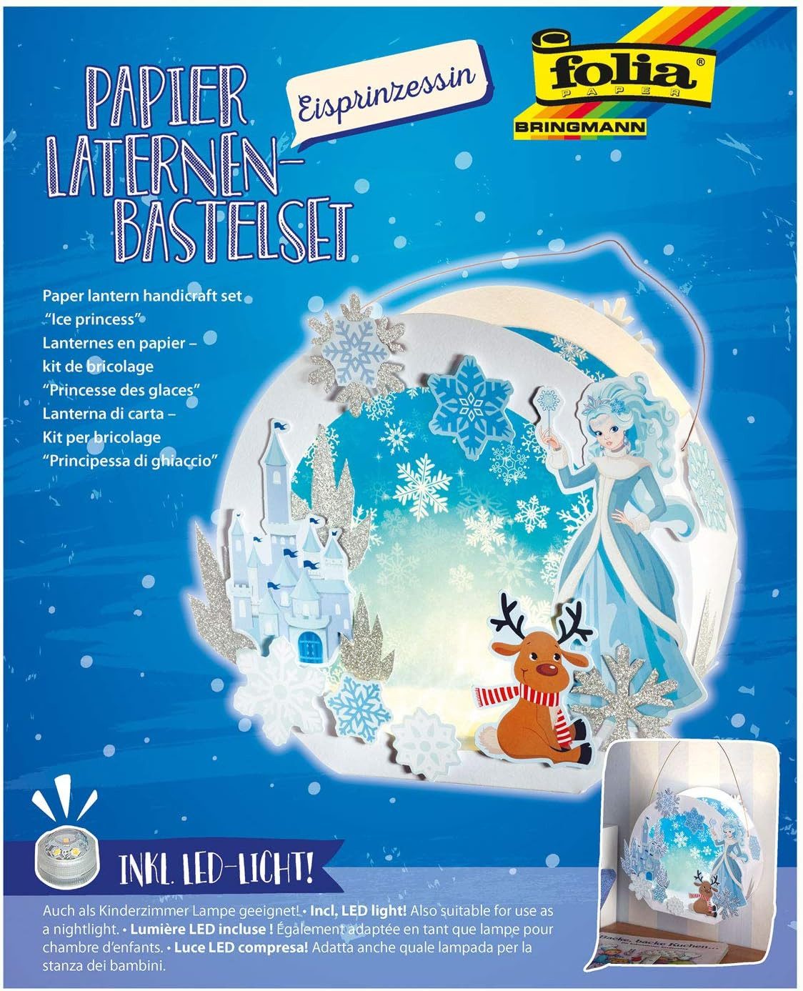 Folia Umzugslaterne folia Laternen-Bastelset "Eisprinzessin", weiß günstig online kaufen