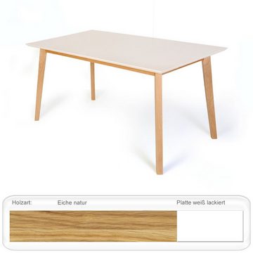 expendio Essgruppe Viano Color, (komplette Tischgruppe, Spar-Set, 5-tlg), Holztisch Eiche natur weiß 140x80 + Stühle Tina 2 Kunstleder schlamm