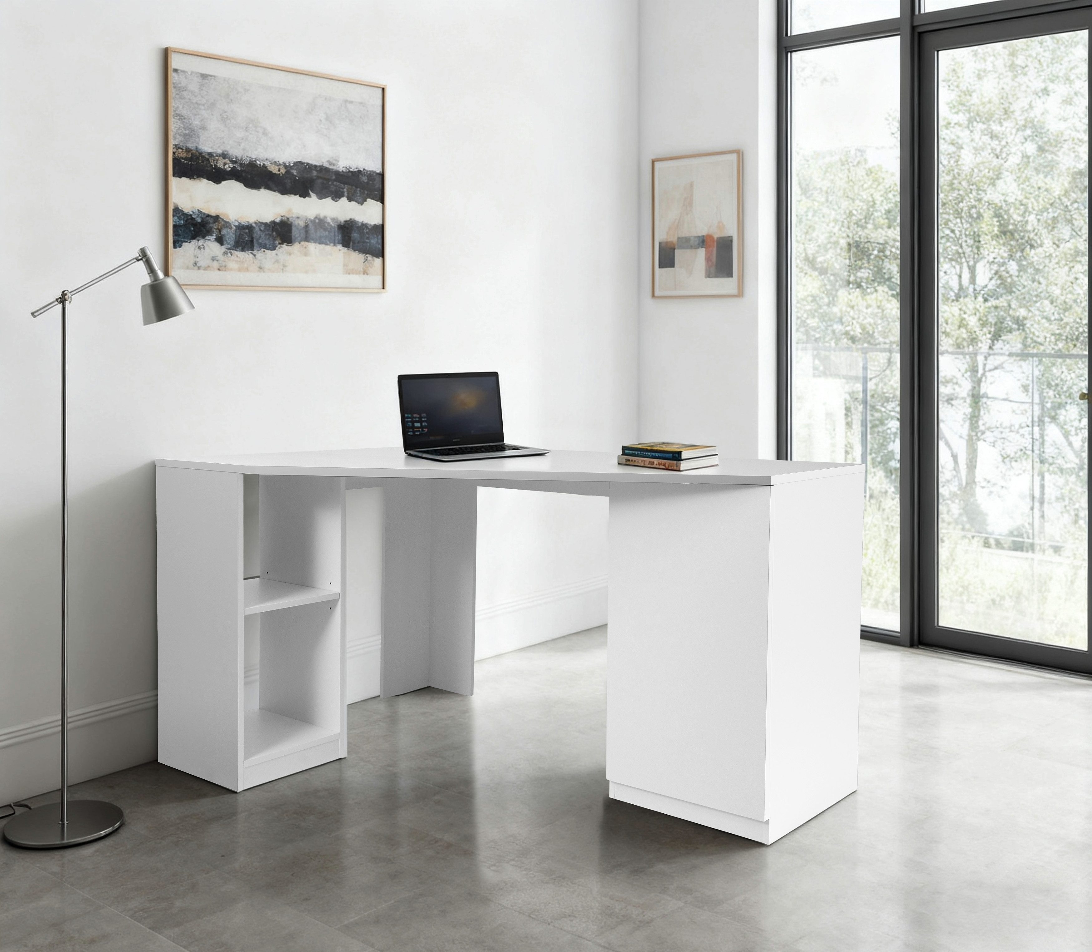 OTTO home Eckschreibtisch AVRIL, Regalschreibtisch mit viel Stauraum, Push-to-Open, Breite: 140 cm – Bild 2 von 5