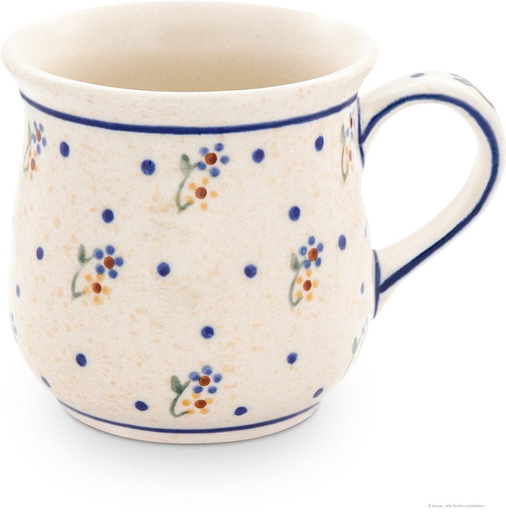 Bunzlauer Keramik Becher Kaffeebecher 250ml Tasse Becher bauchig ausgestelltem Rand Dekor 111, Keramik