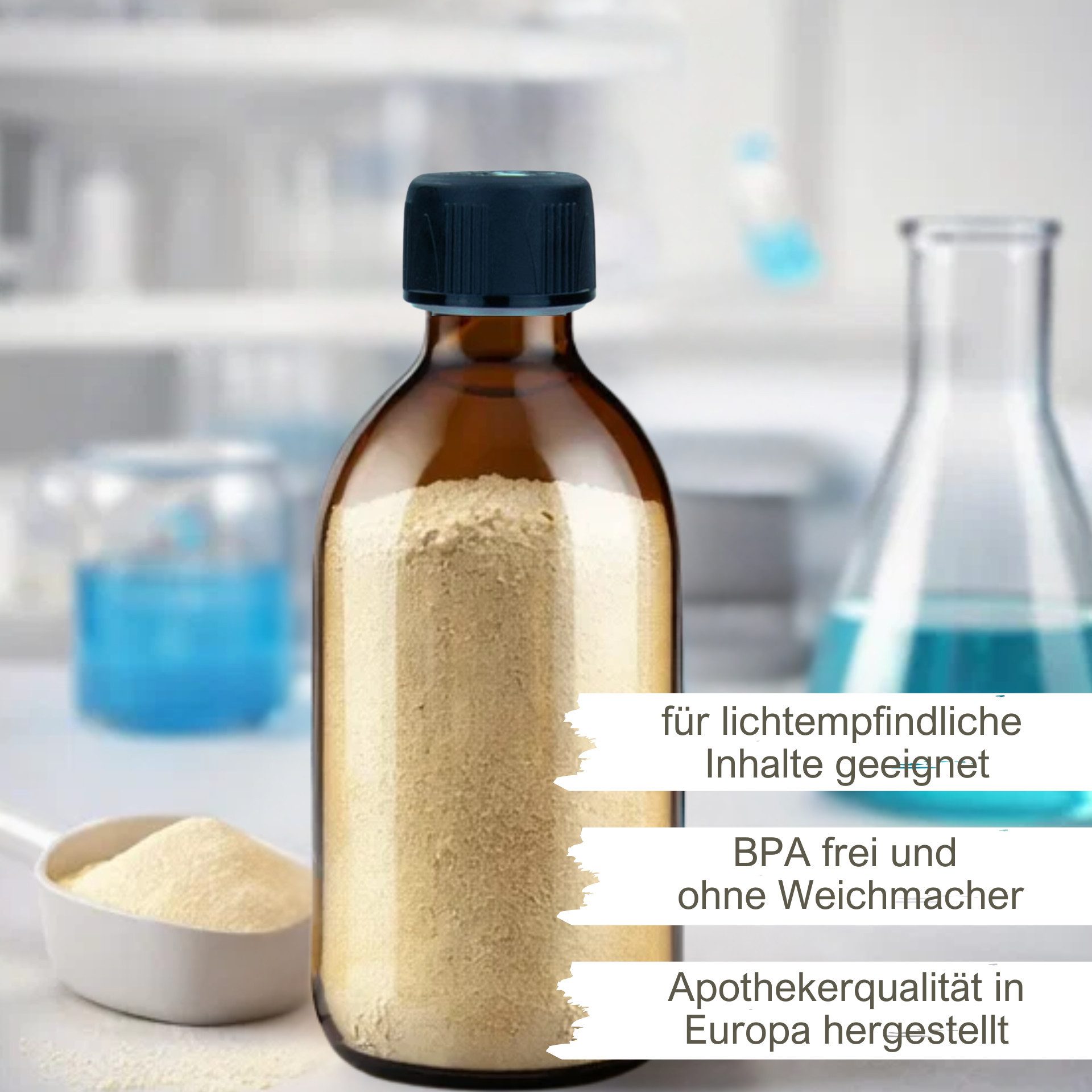 mikken Trinkflasche 2x Medizinflasche 500 ml braun mit Schraubdeckel Apothekerflasche, Schraubdeckel mit Kindersicherung, UV-Schutz