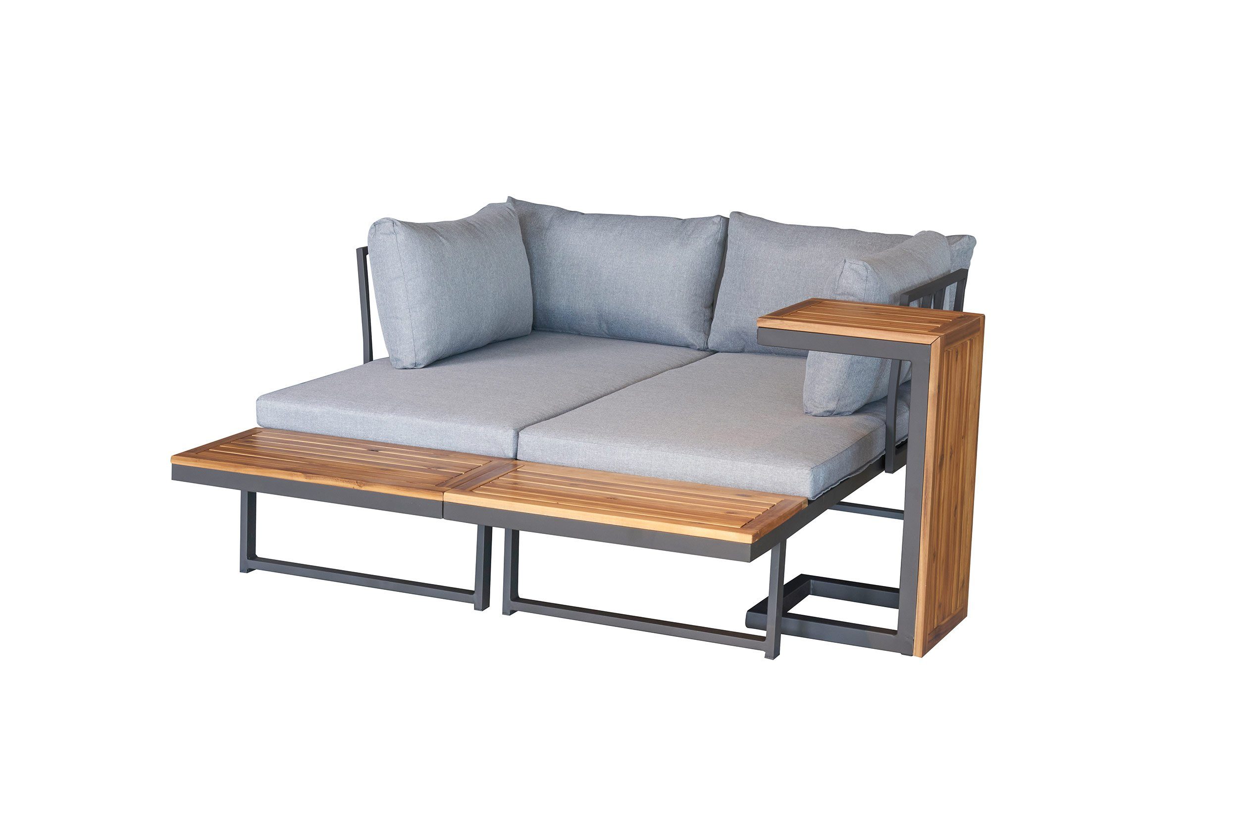 dasmöbelwerk Gartenlounge-Set Gartenlounge Loungeset Ecksofa Nairobi Aluminium Akazie anthrazit, (3-tlg), vielfältige Stellmöglichkeiten