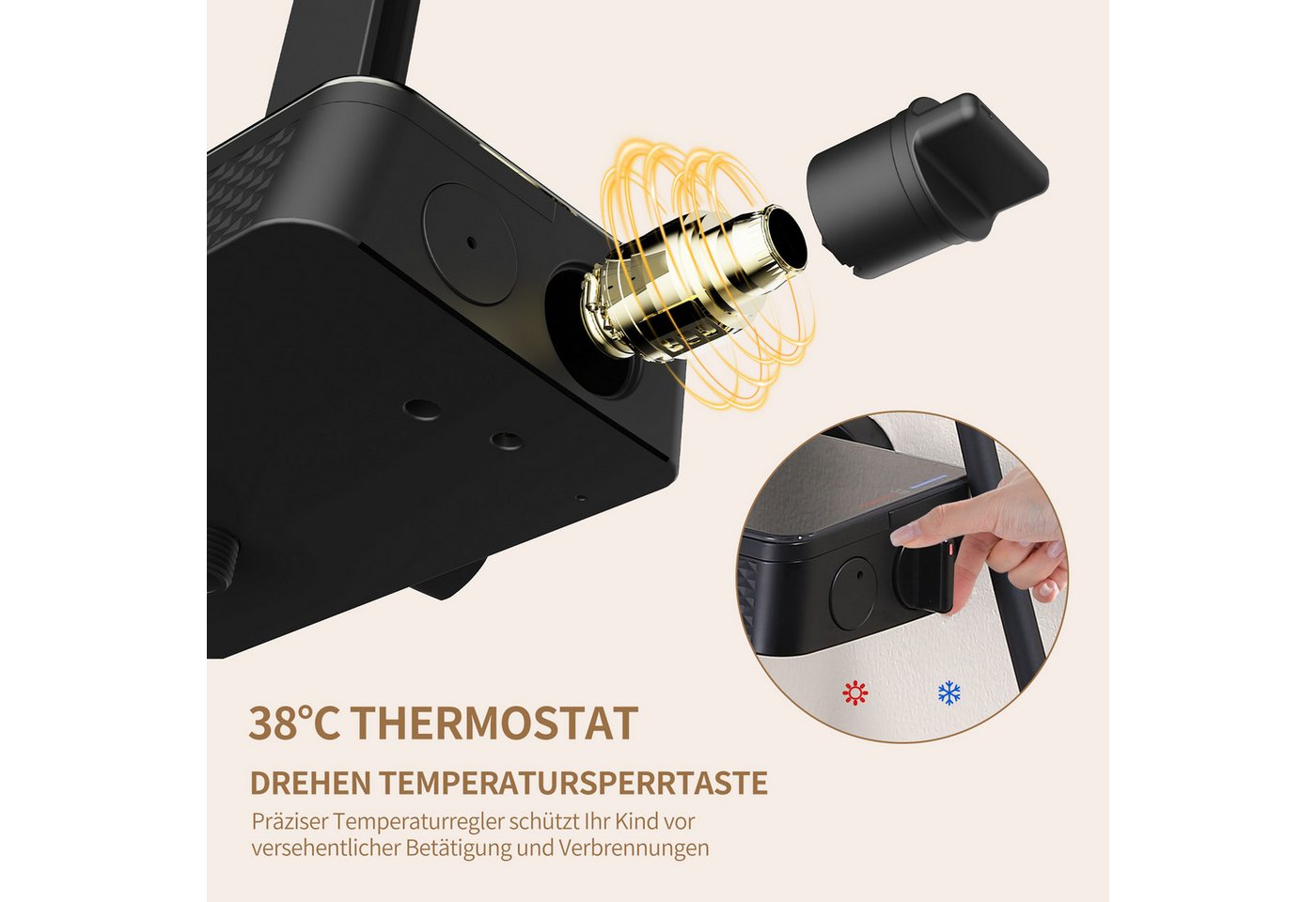Thumbnail - HOMELODY Duschsystem mit Thermostat und Glasablage Ohne erneutes Bohren erforderlich, 4 Strahlart(en), Anzug, Schwarzes ...