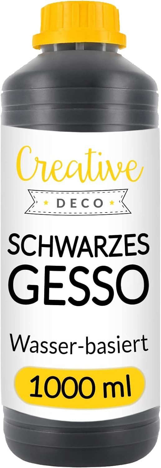 Creative Deco Grundierfarbe Professionell Gesso 1L Perfekte Grundierung für Malerei, Primer für Acryl-Farben, Öl-Farben, Pouring, Decoupage