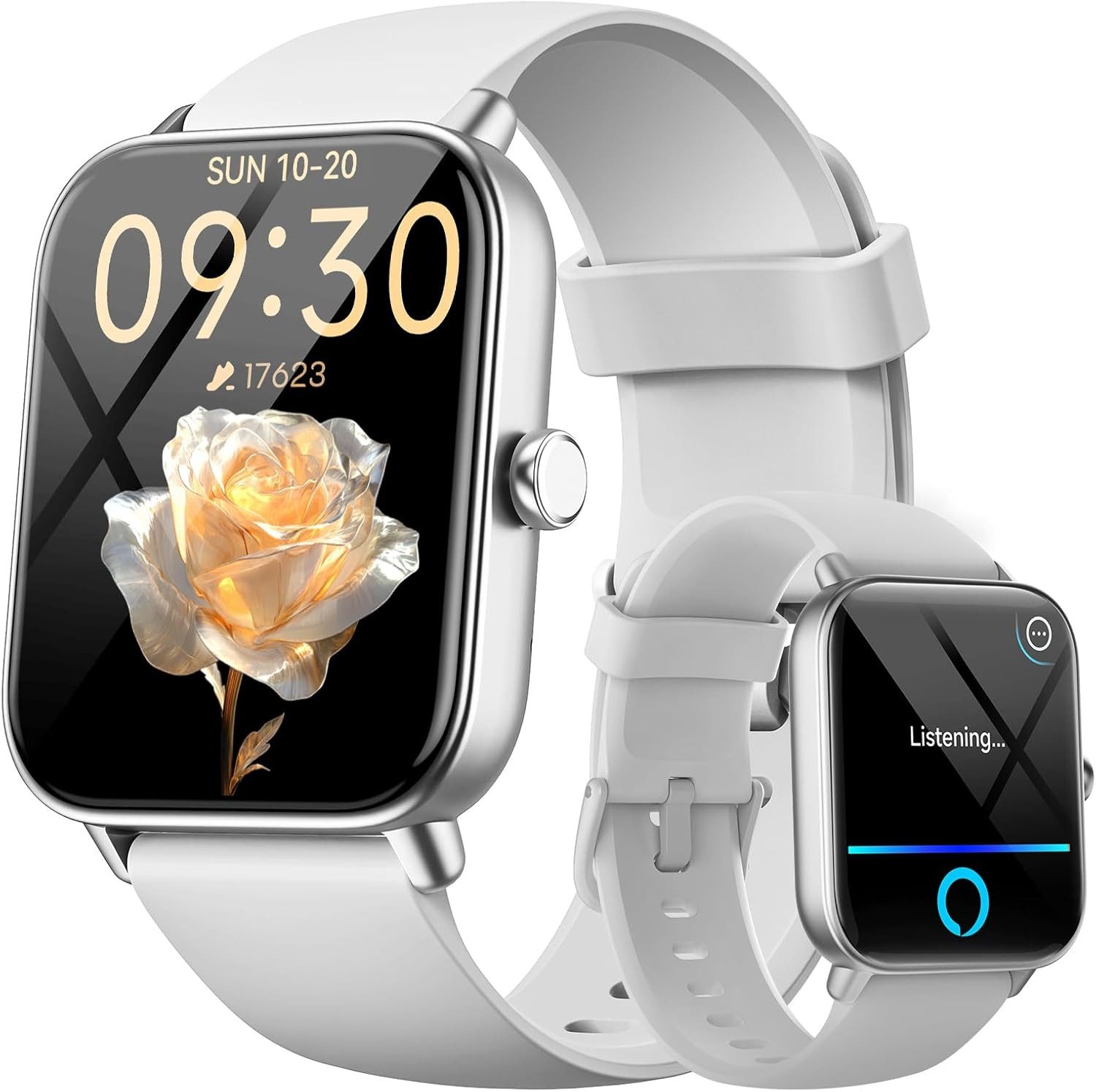 blackview 1,85 Zoll Sportuhr Herren Damen mit Telefonfunktion/Fitnessuhr/Monitor Smartwatch (4,7 cm/1,85 Zoll, iOS/Android), 2 Armband,100+ Sportmodi,Fitnessuhr, Puls-Schlaf-Monitor,Schrittzähler