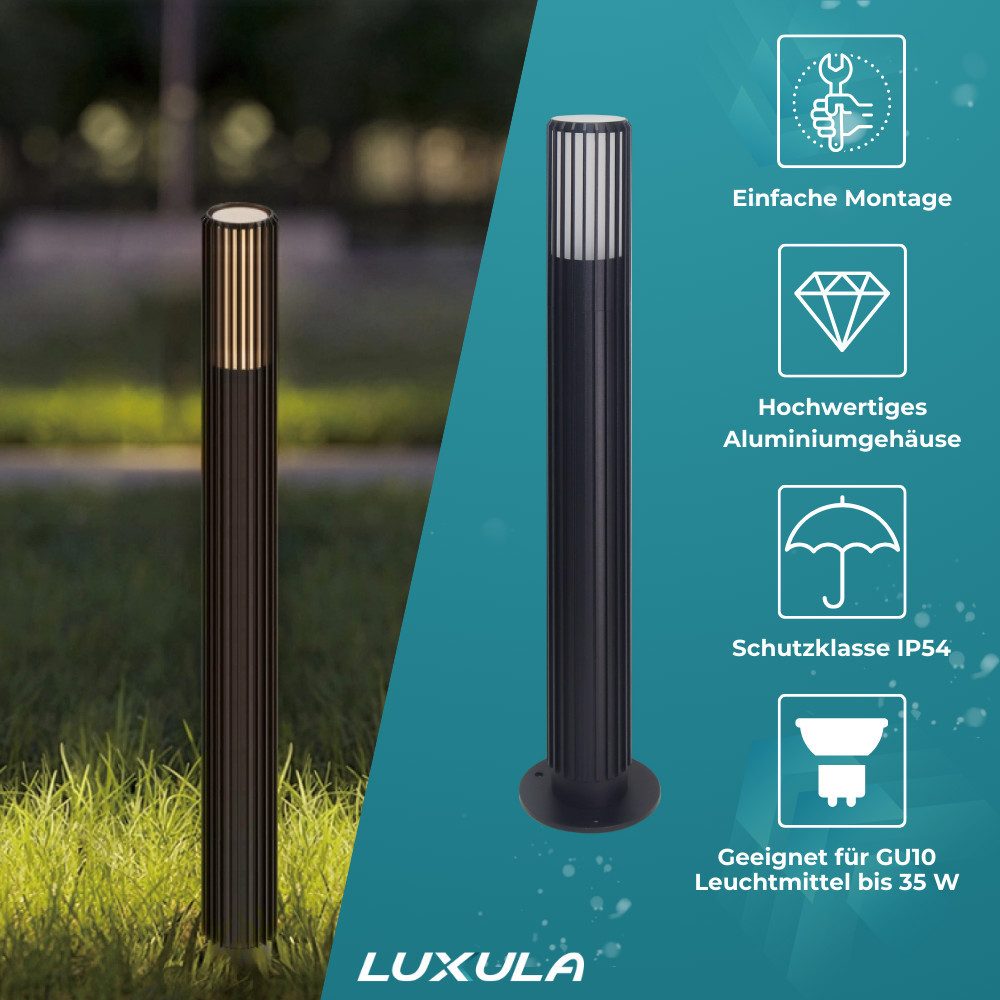 LUXULA LED Pollerleuchte LUXULA LED Wegeleuchte 10 W schwarz