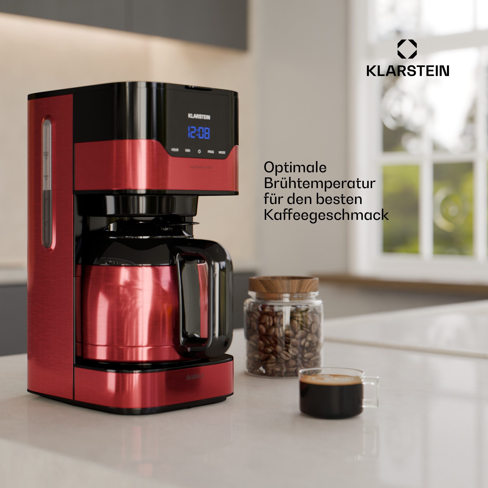 Klarstein Filterkaffeemaschine 10035588, 1.2l Kaffeekanne, Leichte Bedienung: EasyTouch Control Bedienoberfläche und LC-Display