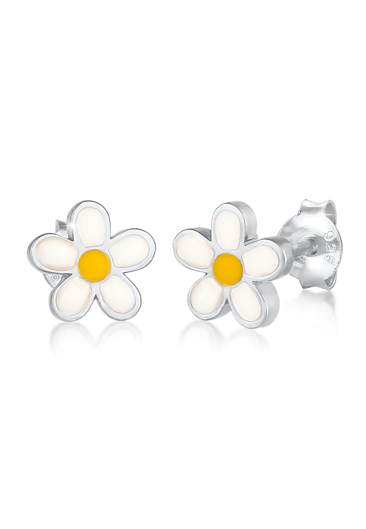 Elli Paar Ohrstecker Kinder Blume Flower Emaille 925 Silber, Blume